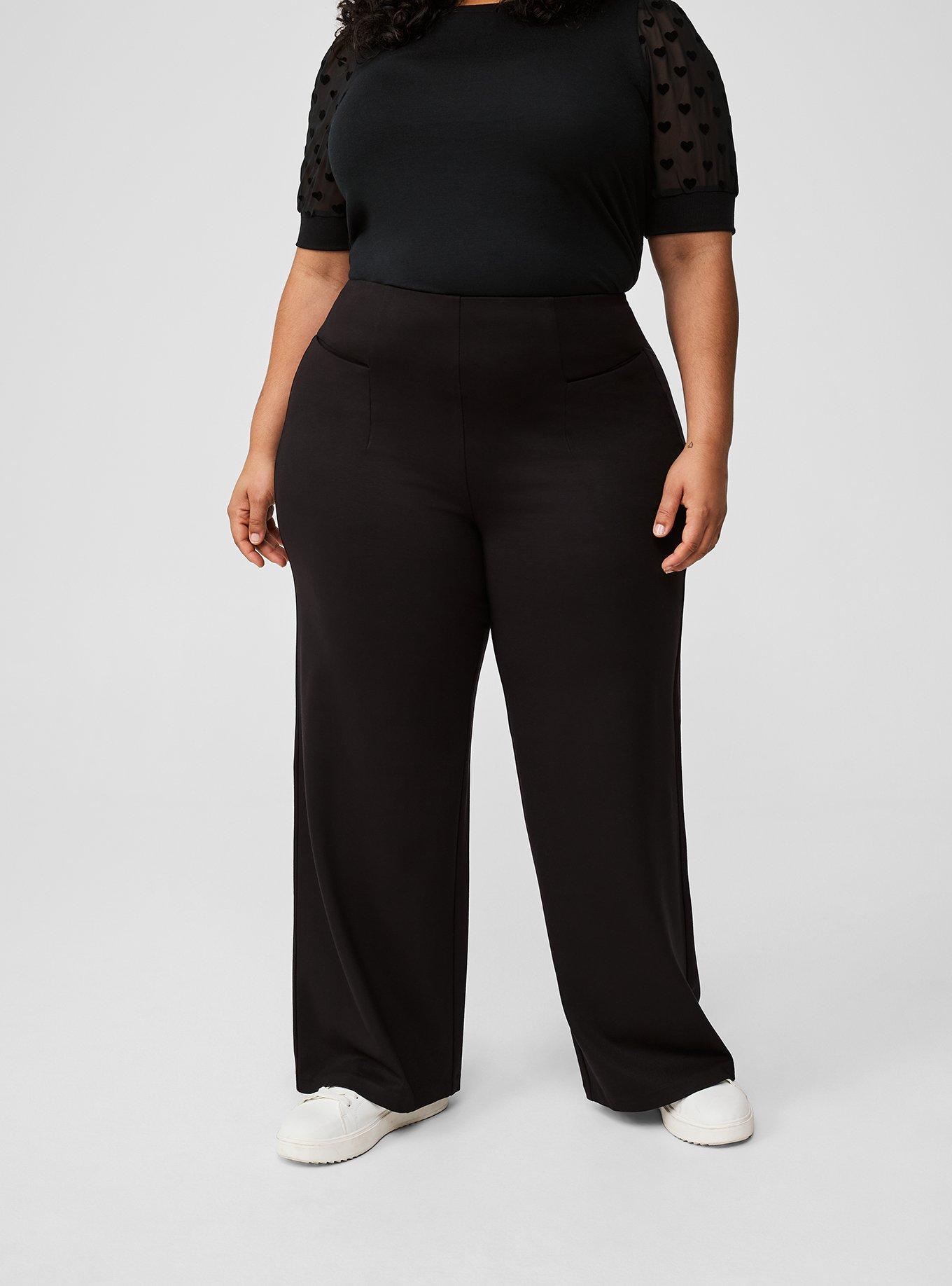 Lightweight Ponte Wide Leg Pull On Pant 
