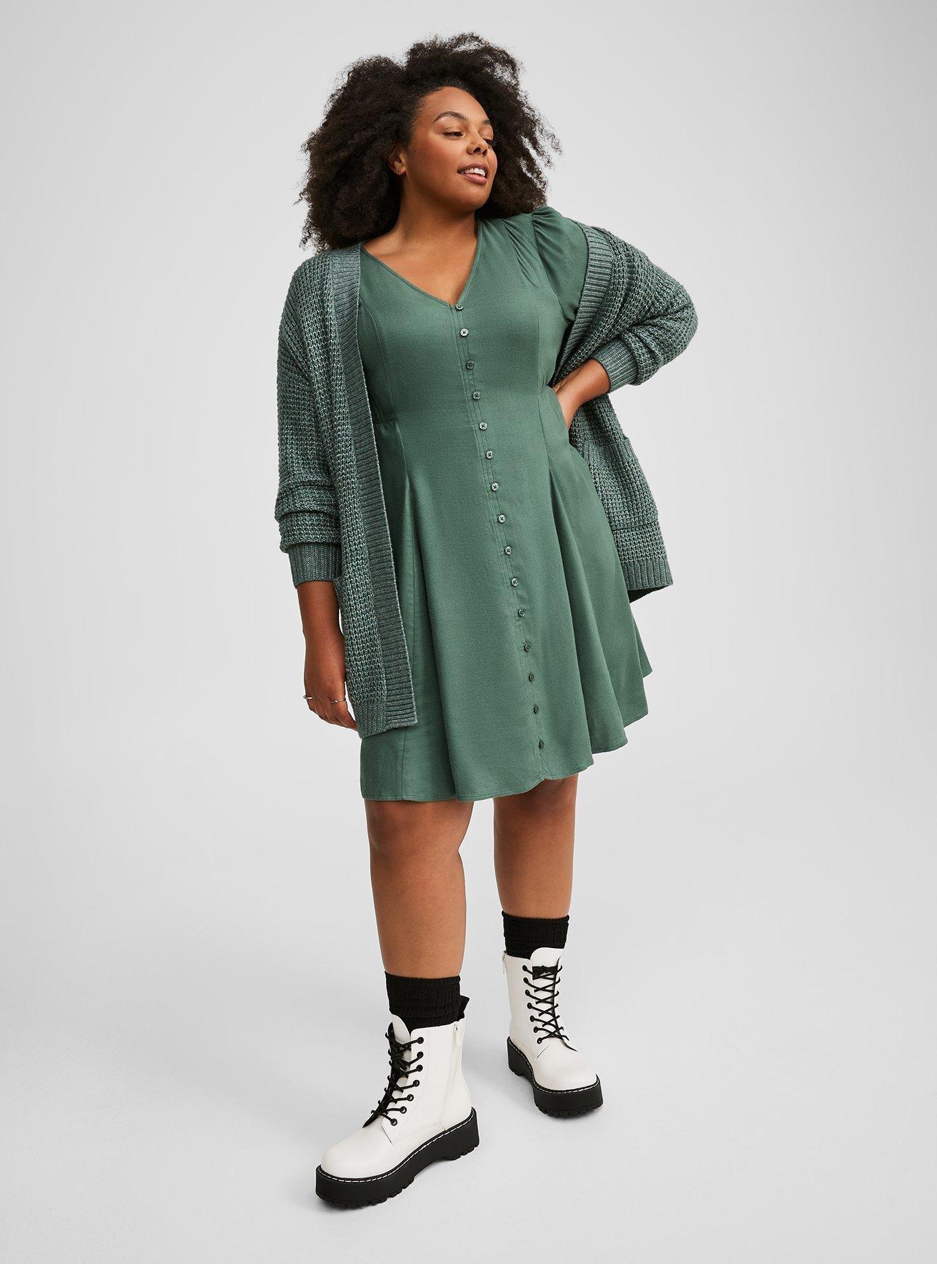 Button Front Skater Mini Dress
