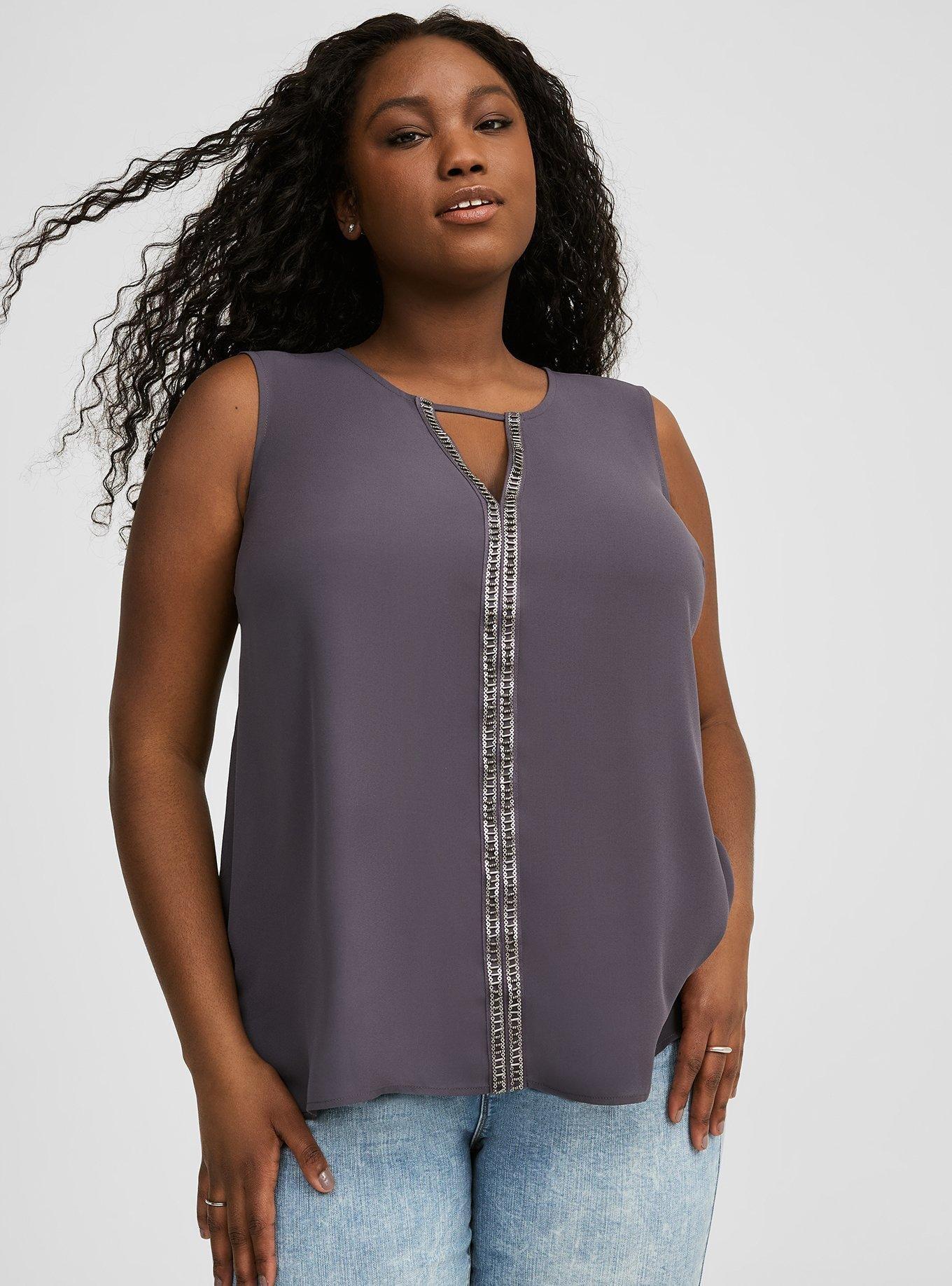Georgette Embellished Trim Tank