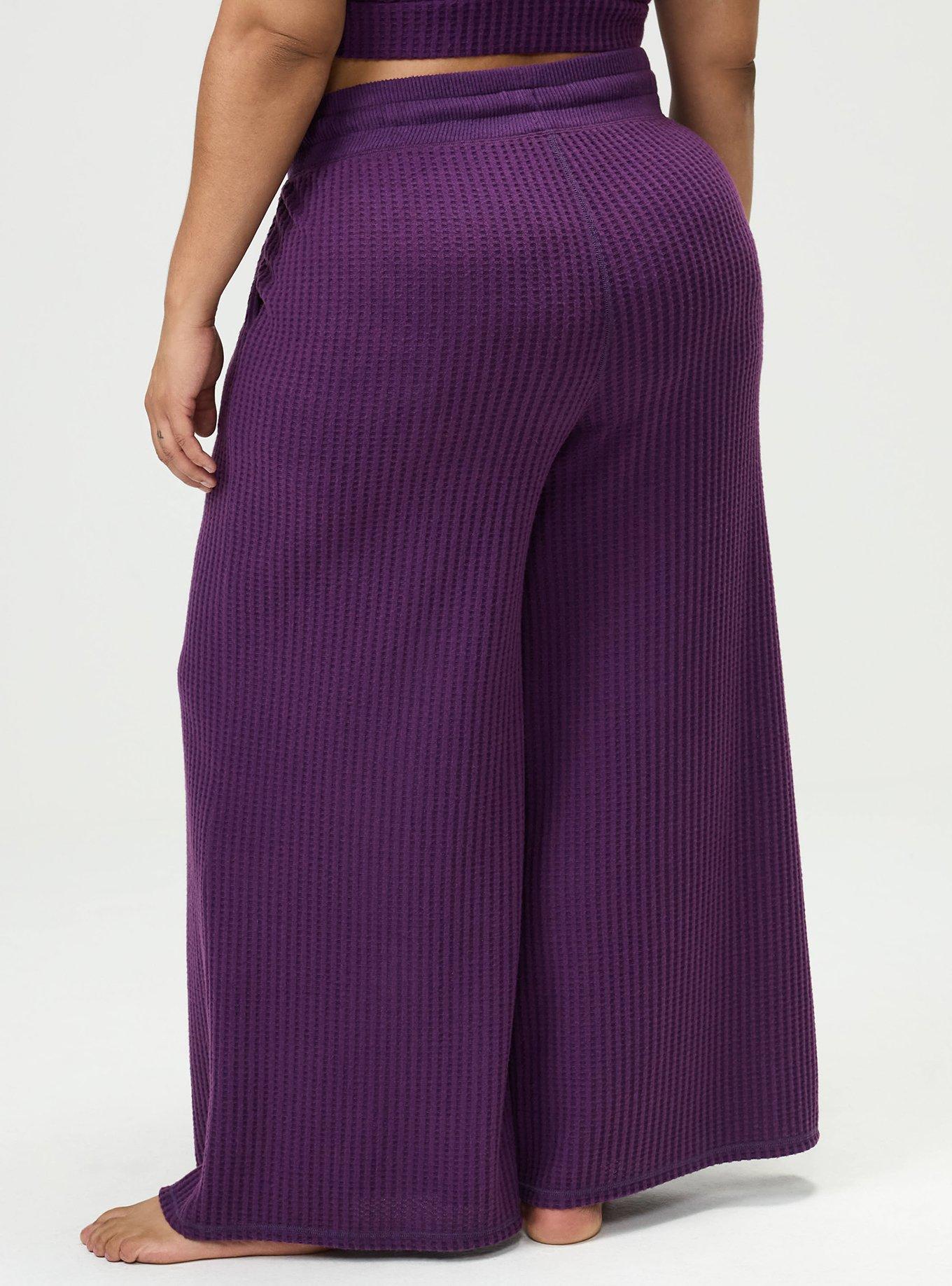 Plus Size Super Soft Plush Waffle Wide-Leg Lounge Pant, GRAPE ROYALE, alternate