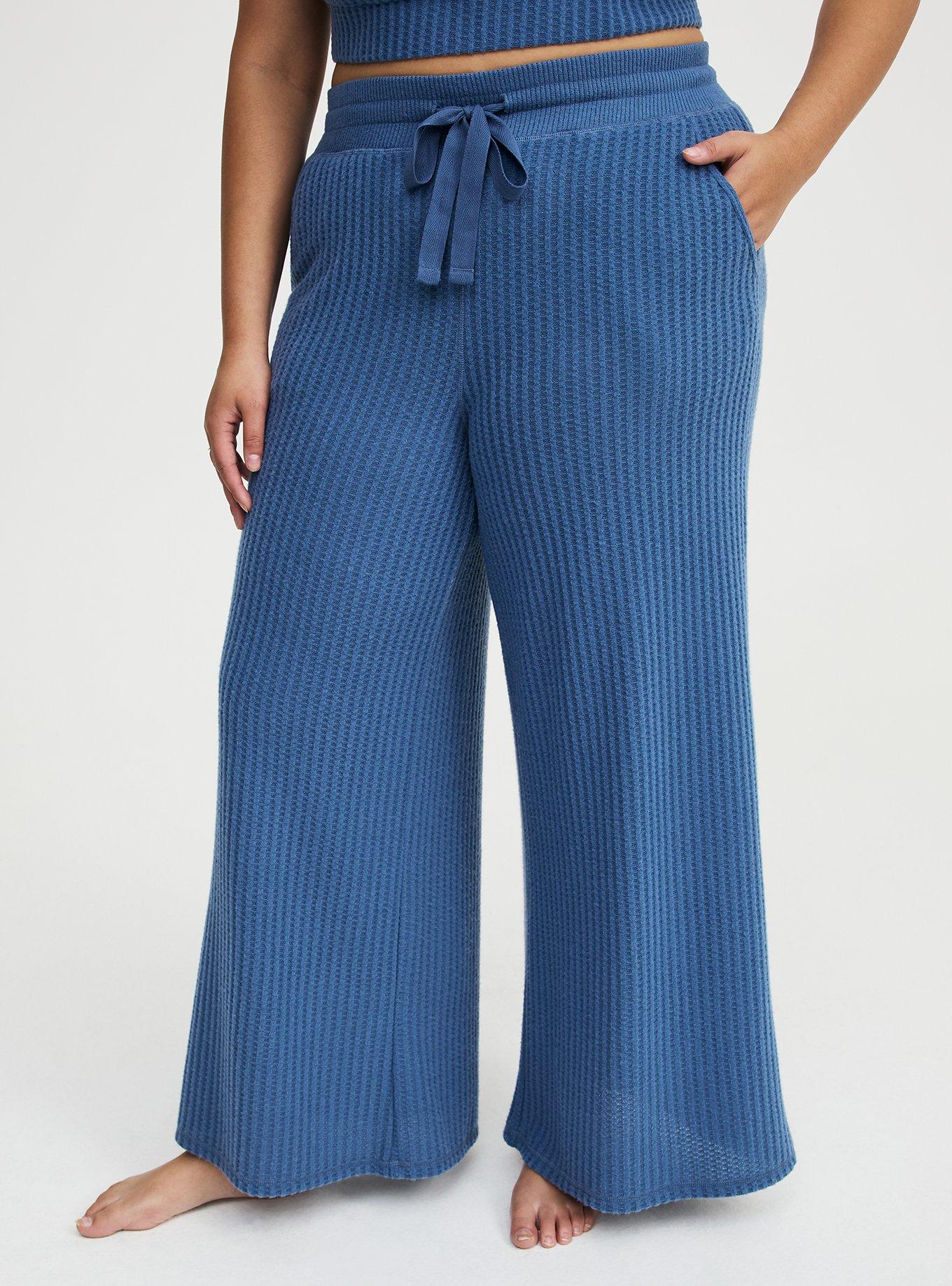 Super Soft Plush Waffle Wide-Leg Lounge Pant, BLUE HORIZON, alternate