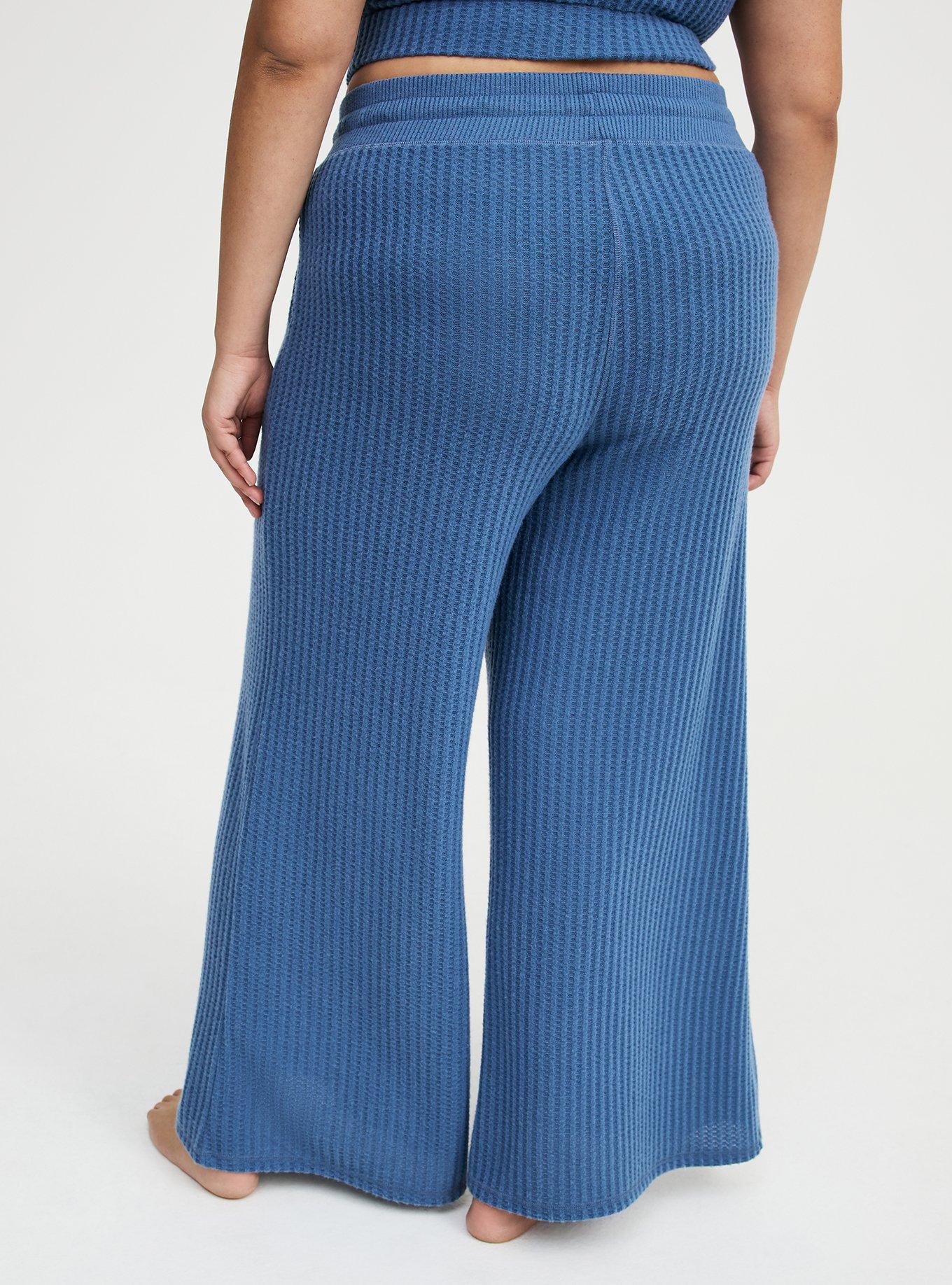Super Soft Plush Waffle Wide-Leg Lounge Pant, BLUE HORIZON, alternate