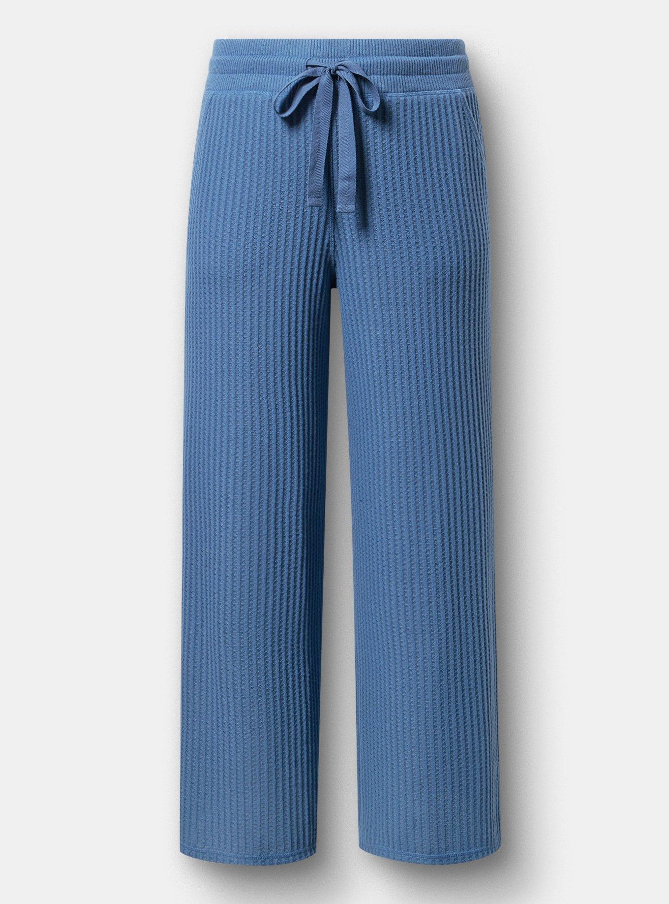 Super Soft Plush Waffle Wide-Leg Lounge Pant, BLUE HORIZON, hi-res