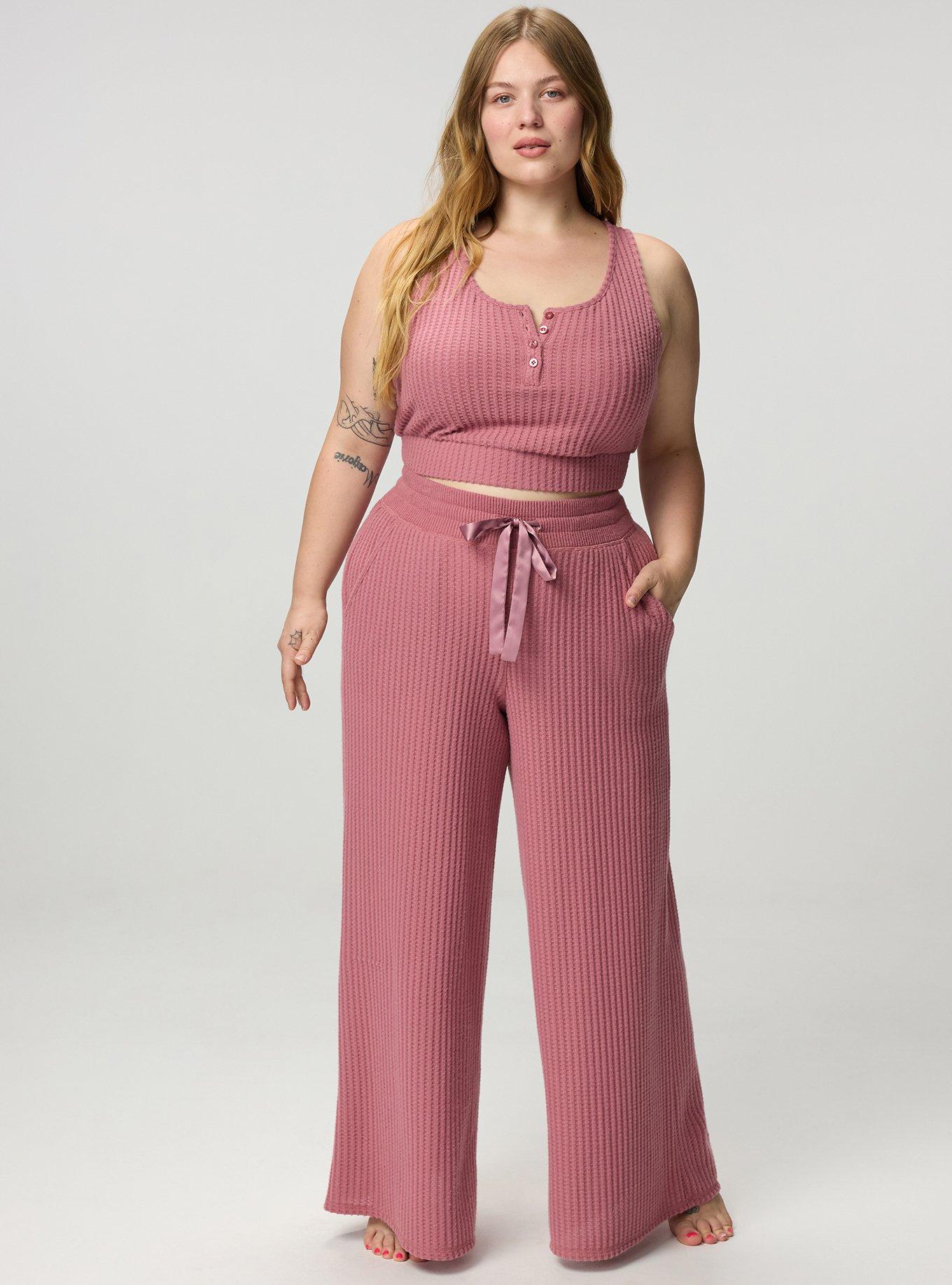 Super Soft Plush Waffle Wide-Leg Lounge Pant, MESA ROSE, hi-res