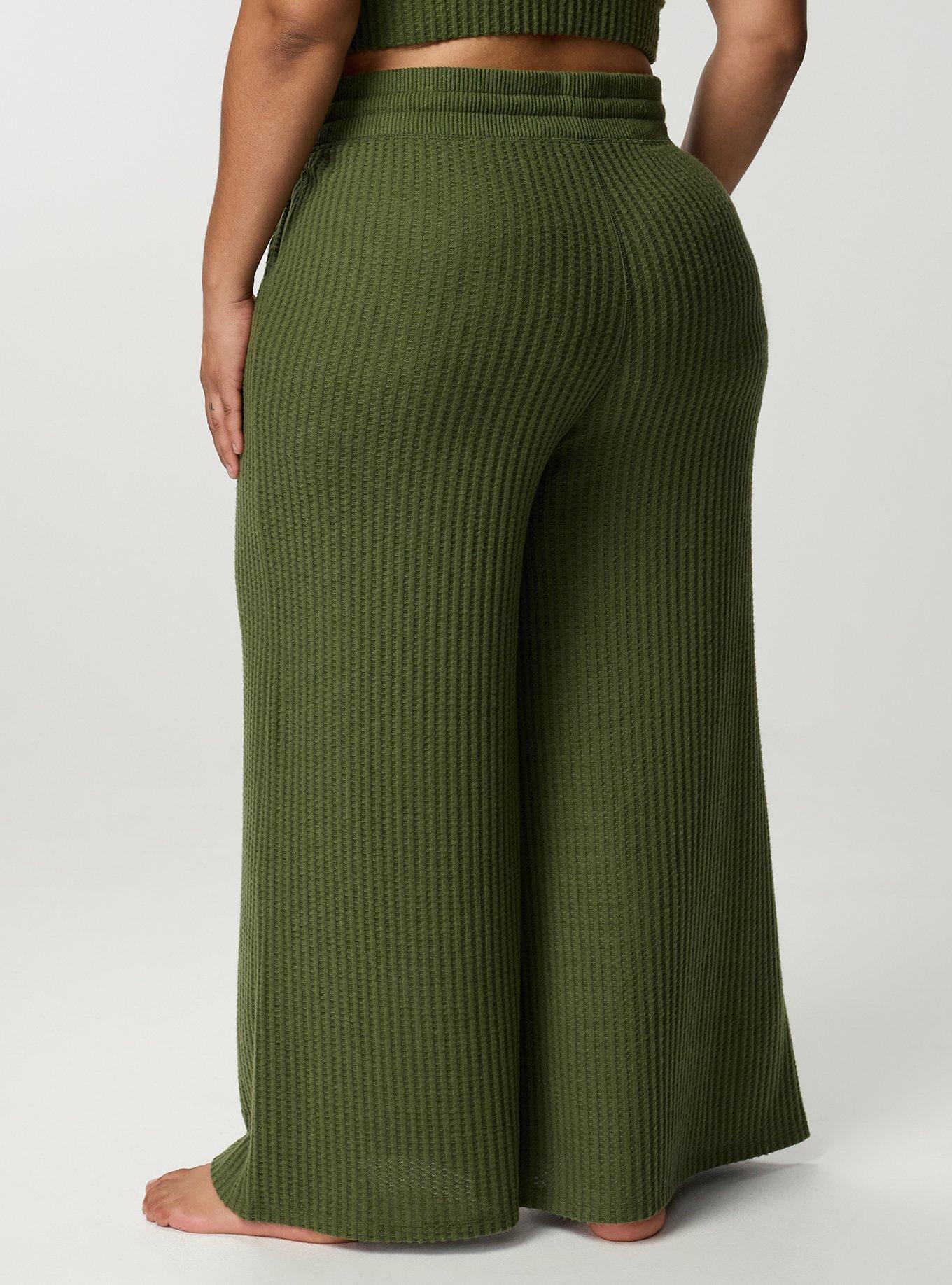 Super Soft Plush Waffle Wide-Leg Lounge Pant, BRONZE GREEN, alternate