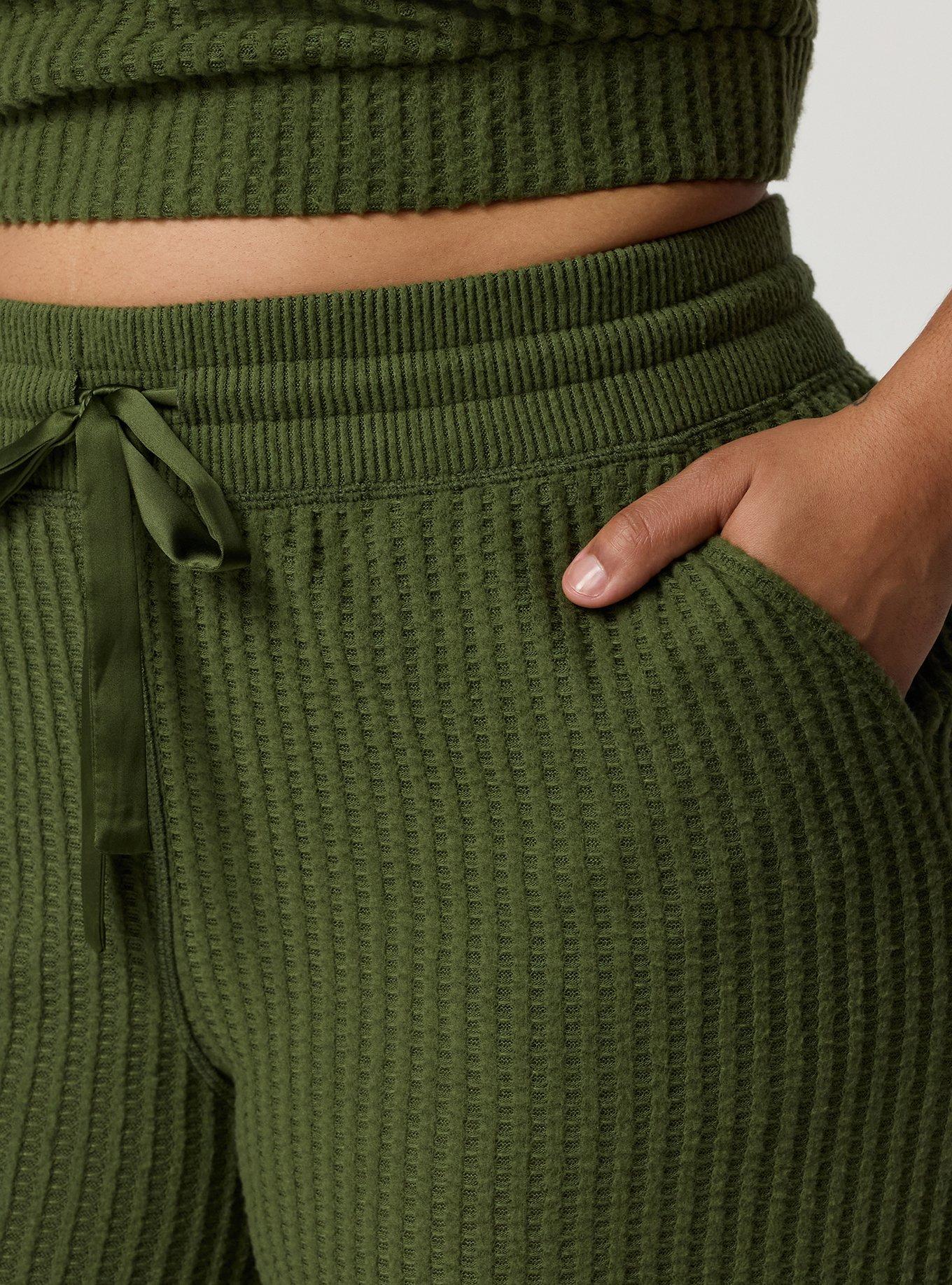 Super Soft Plush Waffle Wide-Leg Lounge Pant, BRONZE GREEN, alternate