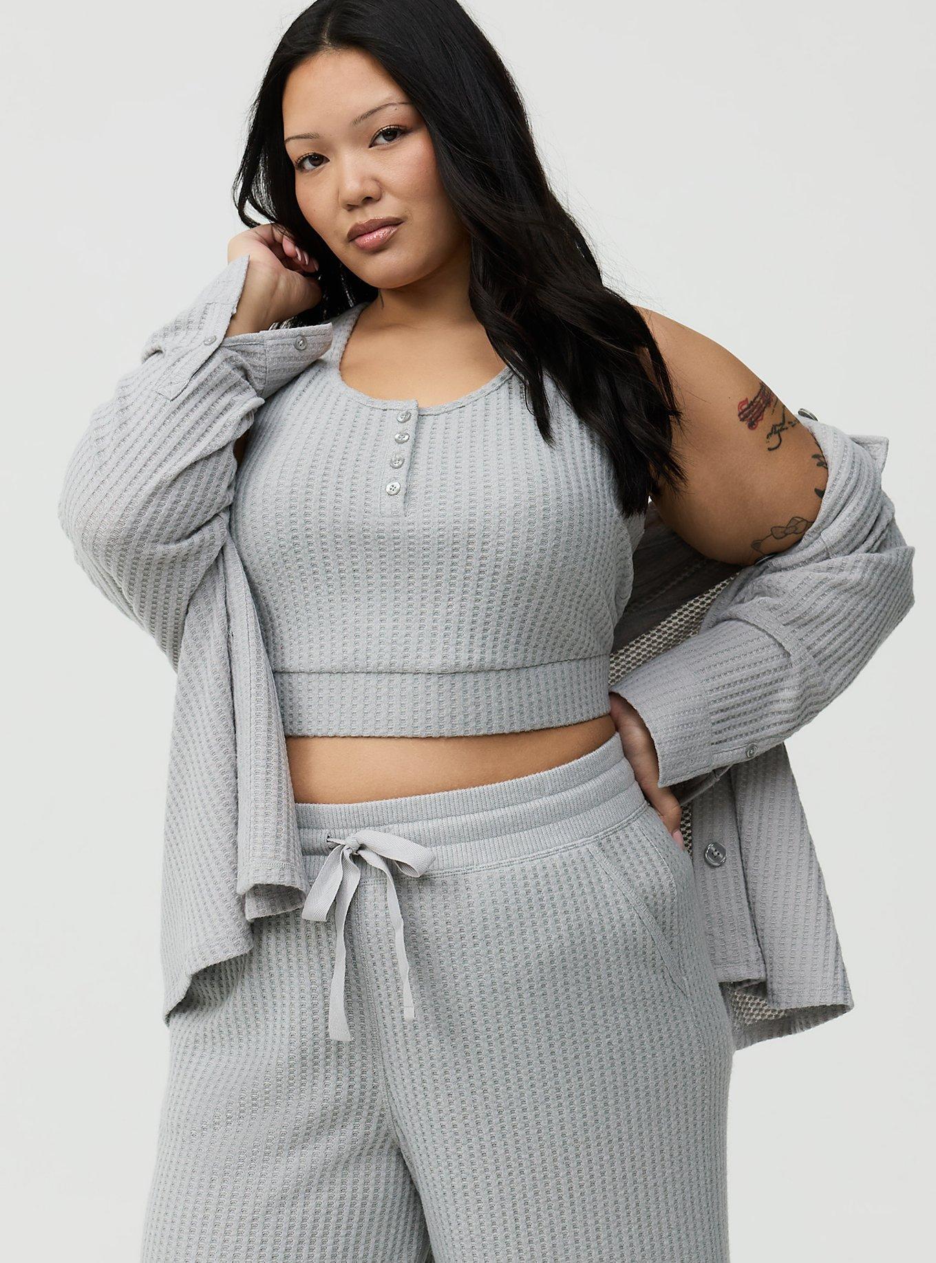 Super Soft Plush Waffle Wide-Leg Lounge Pant, LIGHTEST HEATHER GREY, alternate