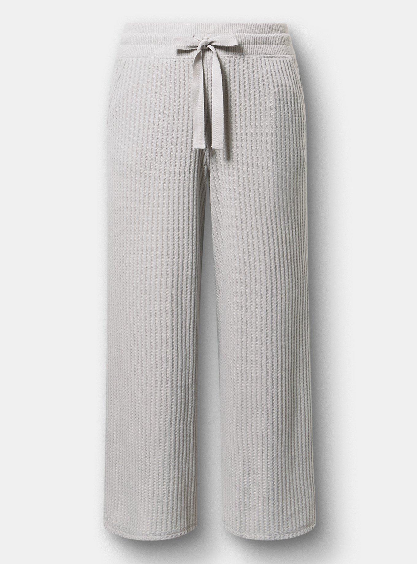 Super Soft Plush Waffle Wide-Leg Lounge Pant, LIGHTEST HEATHER GREY, hi-res
