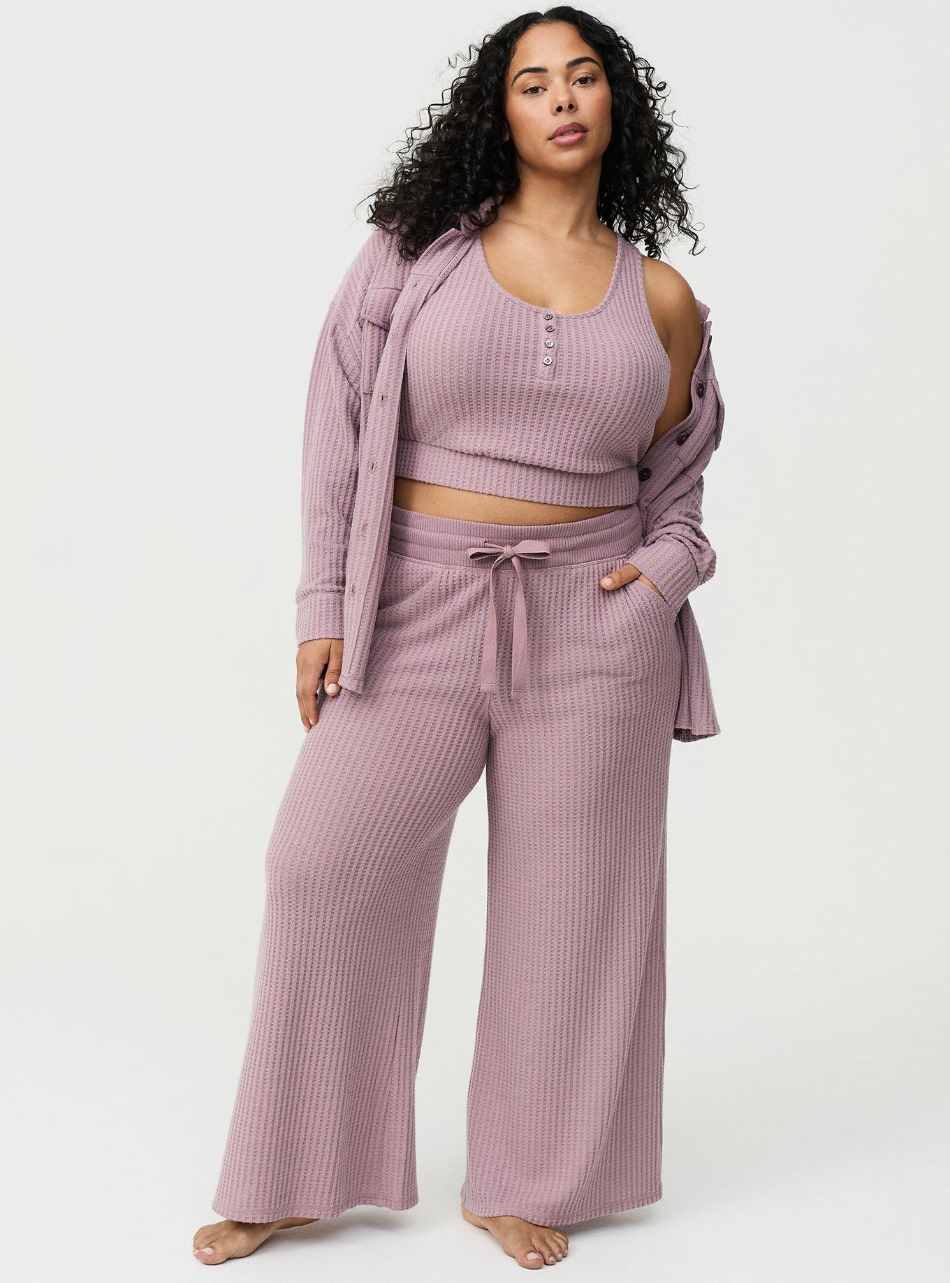 Super Soft Plush Waffle Wide-Leg Lounge Pant, TOADSTOOL, hi-res