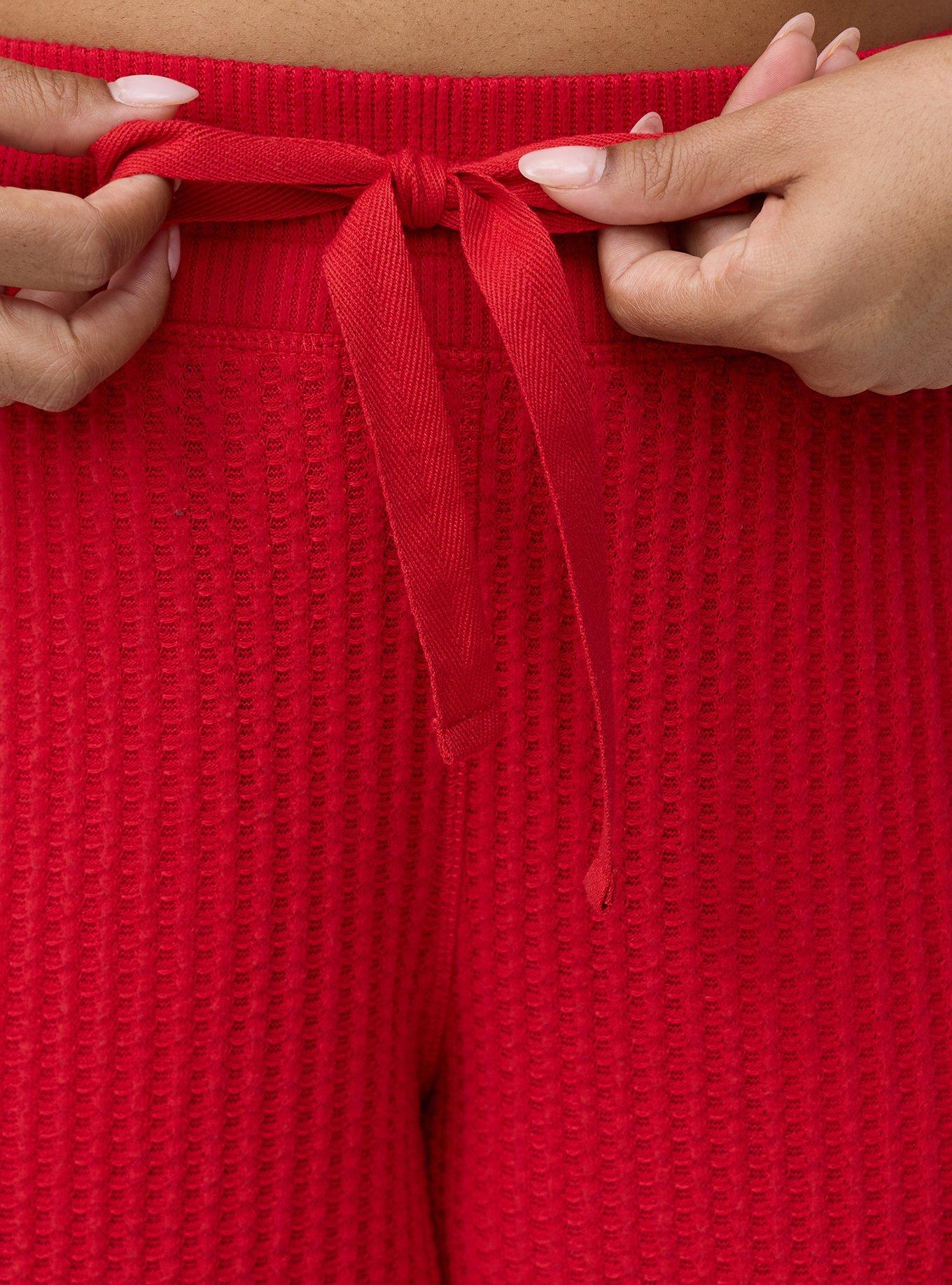 Plus Size Super Soft Plush Waffle Wide-Leg Lounge Pant, URBAN RED, alternate