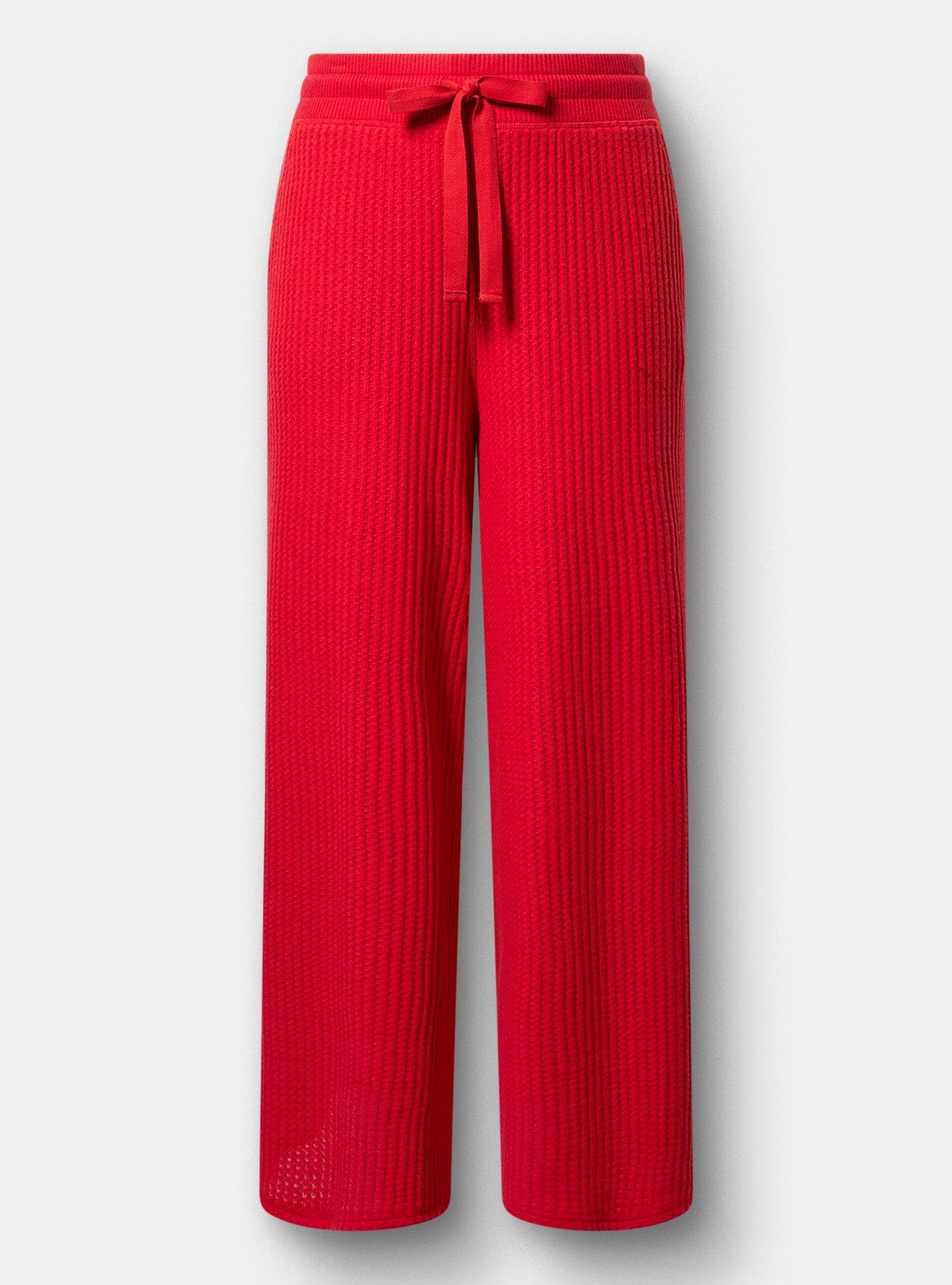 Plus Size Super Soft Plush Waffle Wide-Leg Lounge Pant, URBAN RED, hi-res