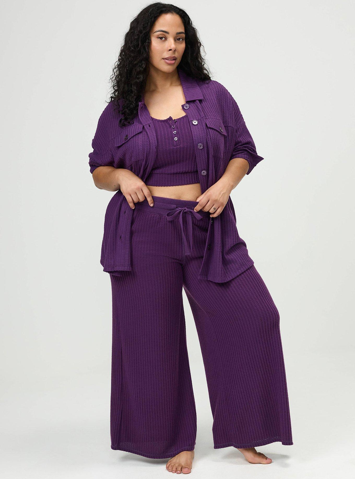 Super Soft Plush Waffle Oversized Lounge Shacket, GRAPE ROYALE, alternate