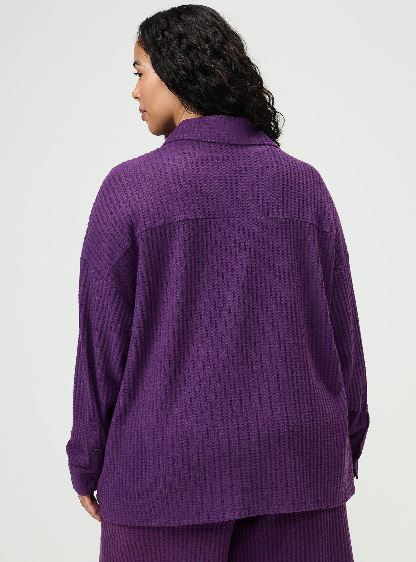 Super Soft Plush Waffle Oversized Lounge Shacket, GRAPE ROYALE, alternate