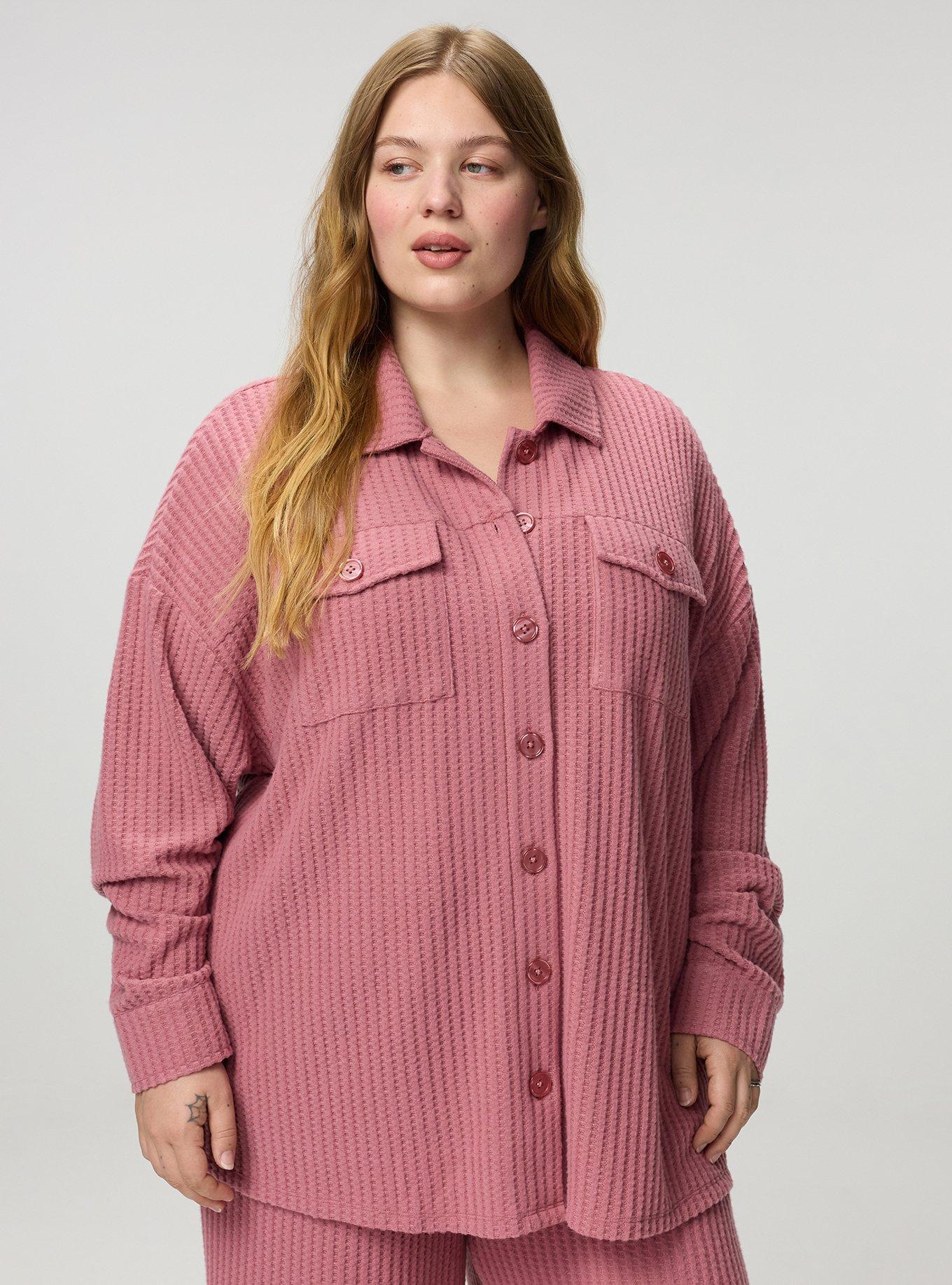 Super Soft Plush Waffle Oversized Lounge Shacket, MESA ROSE, alternate