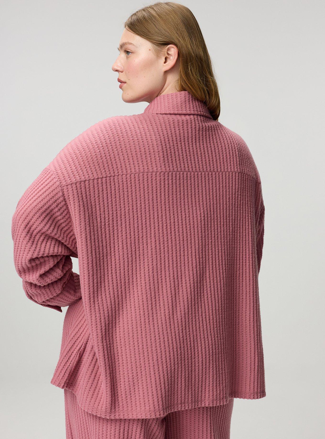 Super Soft Plush Waffle Oversized Lounge Shacket, MESA ROSE, alternate