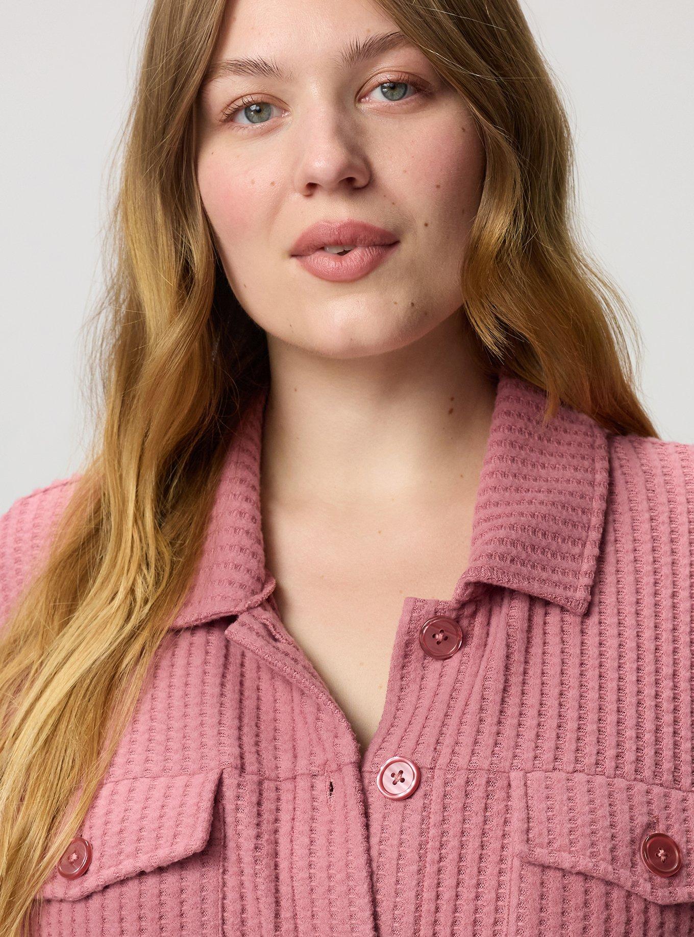 Super Soft Plush Waffle Oversized Lounge Shacket, MESA ROSE, alternate