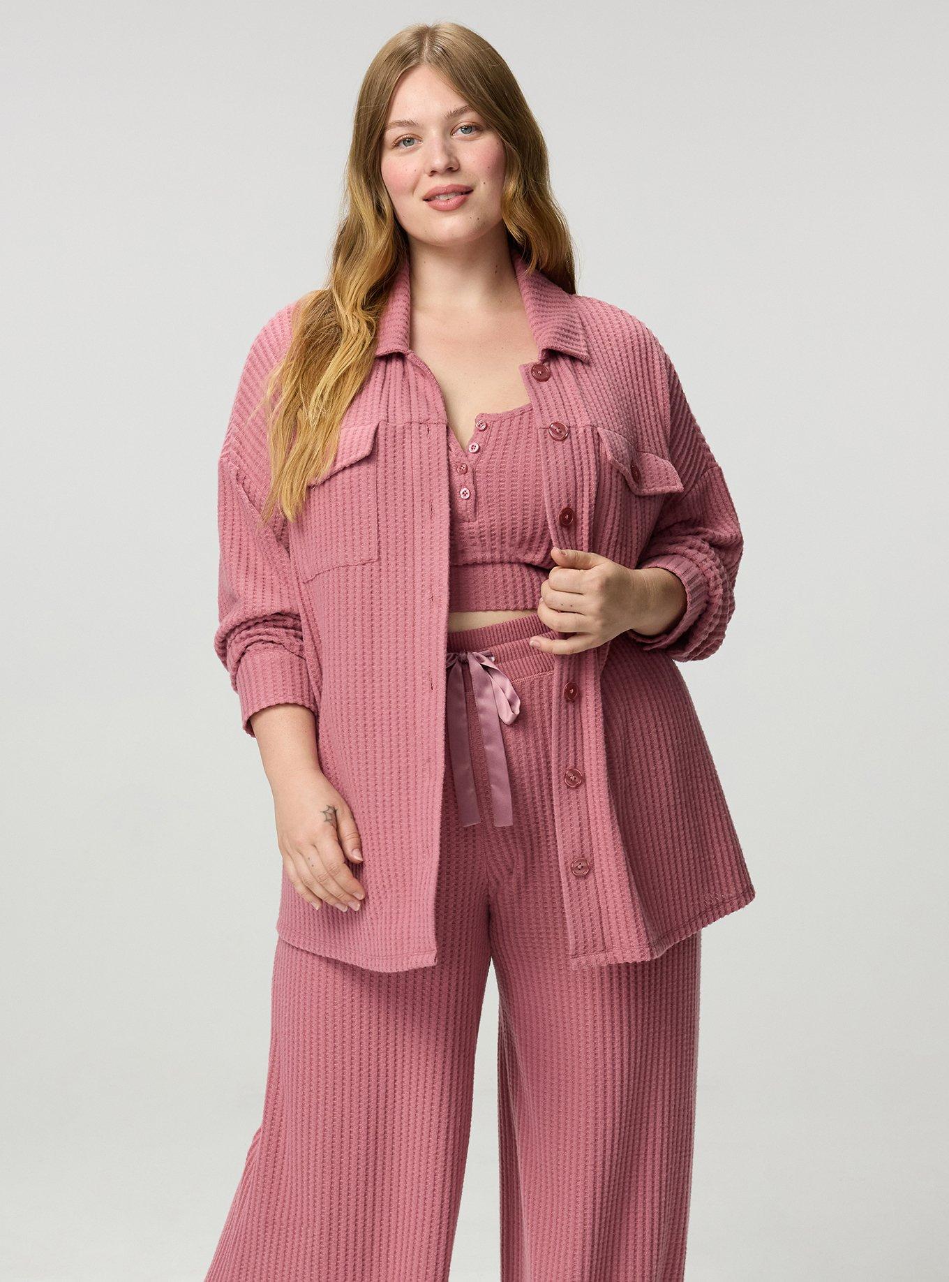 Super Soft Plush Waffle Oversized Lounge Shacket, MESA ROSE, hi-res