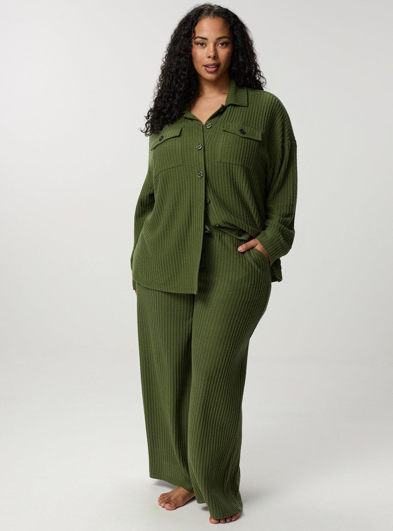 Super Soft Plush Waffle Oversized Lounge Shacket, BRONZE GREEN, alternate
