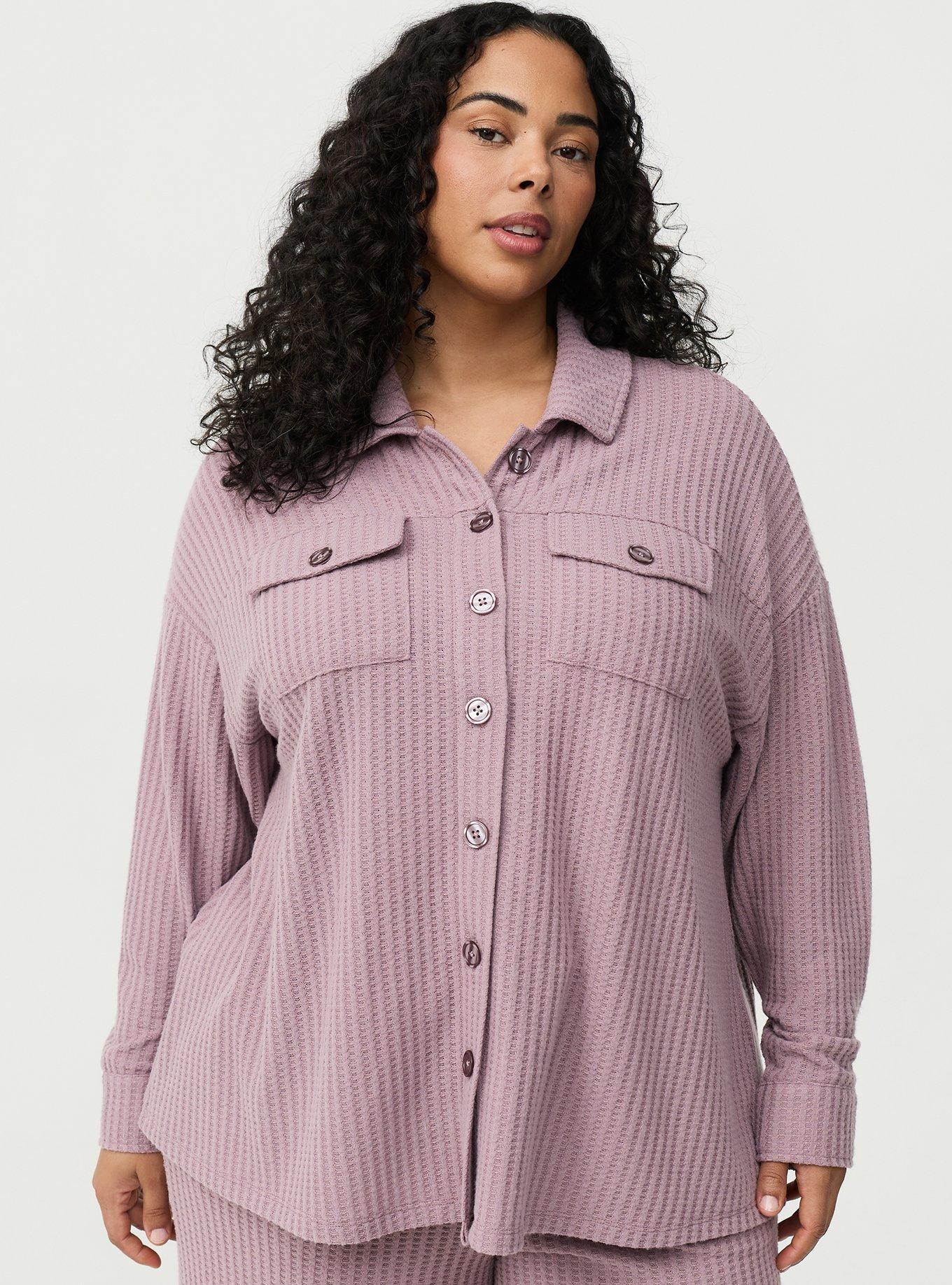 Super Soft Plush Waffle Oversized Lounge Shacket, TOADSTOOL, alternate