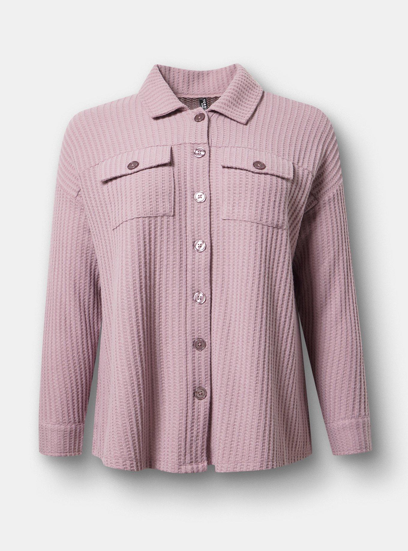 Super Soft Plush Waffle Oversized Lounge Shacket, TOADSTOOL, hi-res