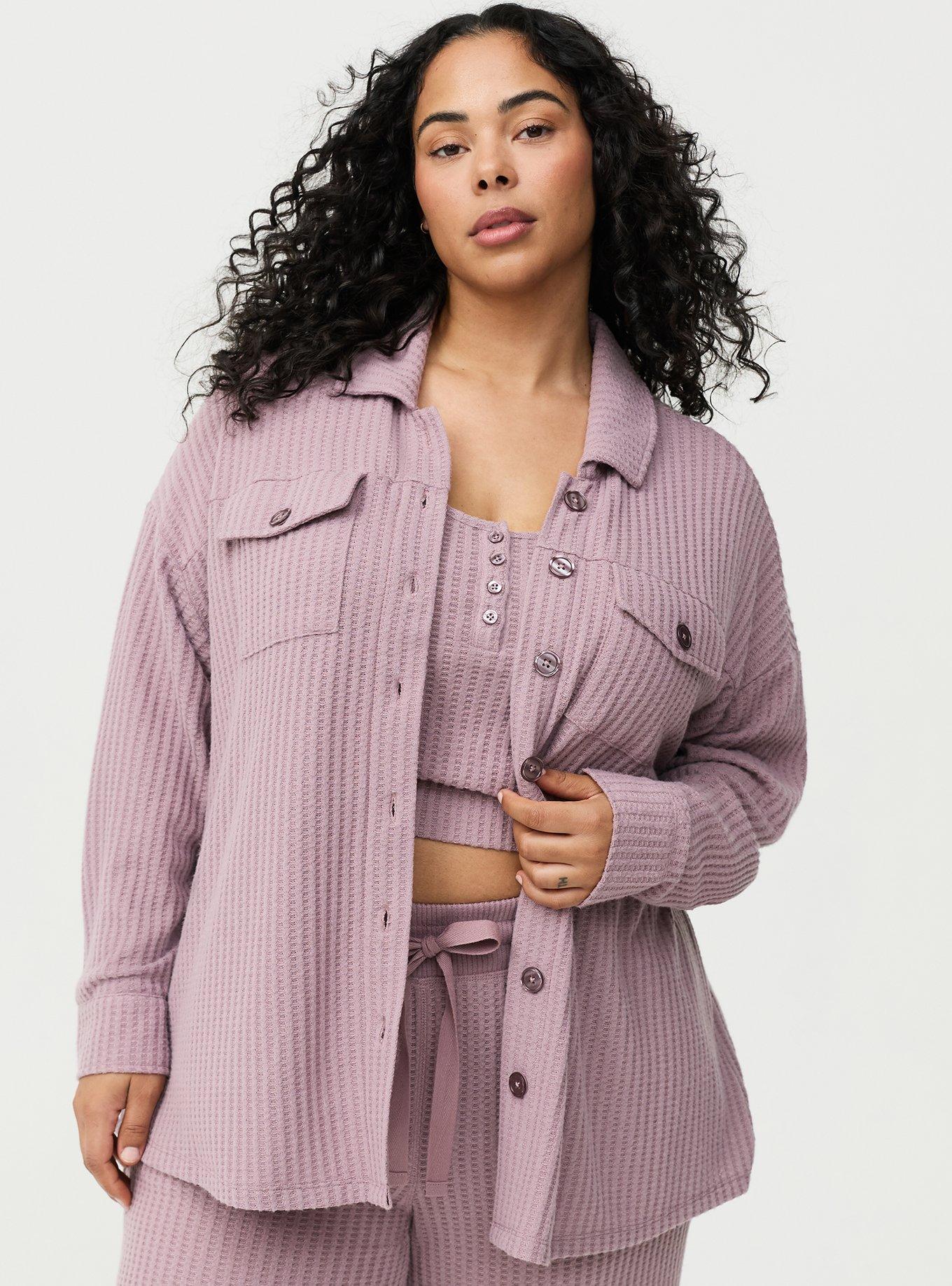 Waffle Oversized Lounge Shacket, TOADSTOOL, hi-res