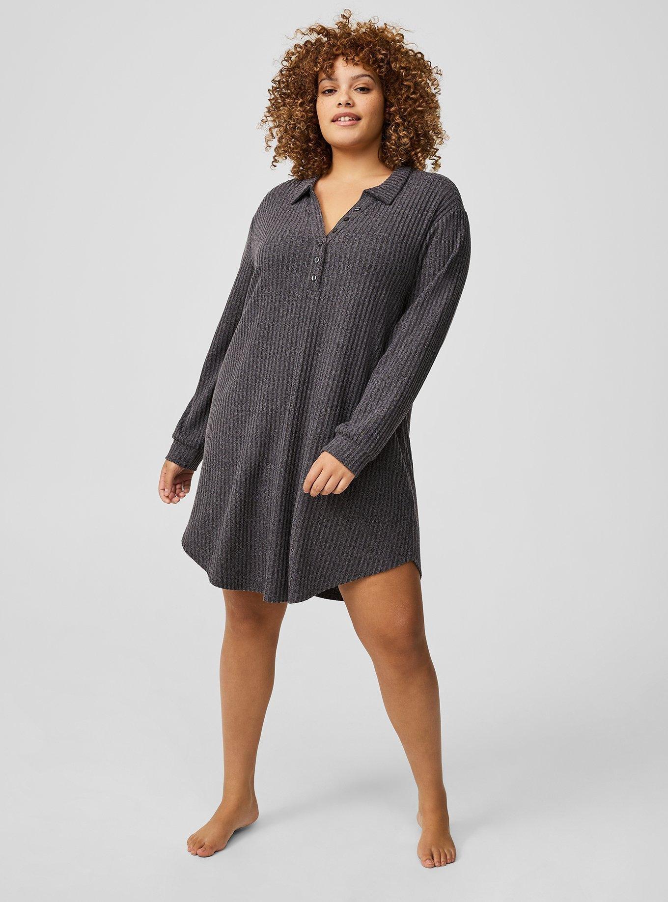 Super Soft Plush Henley Lounge Dress