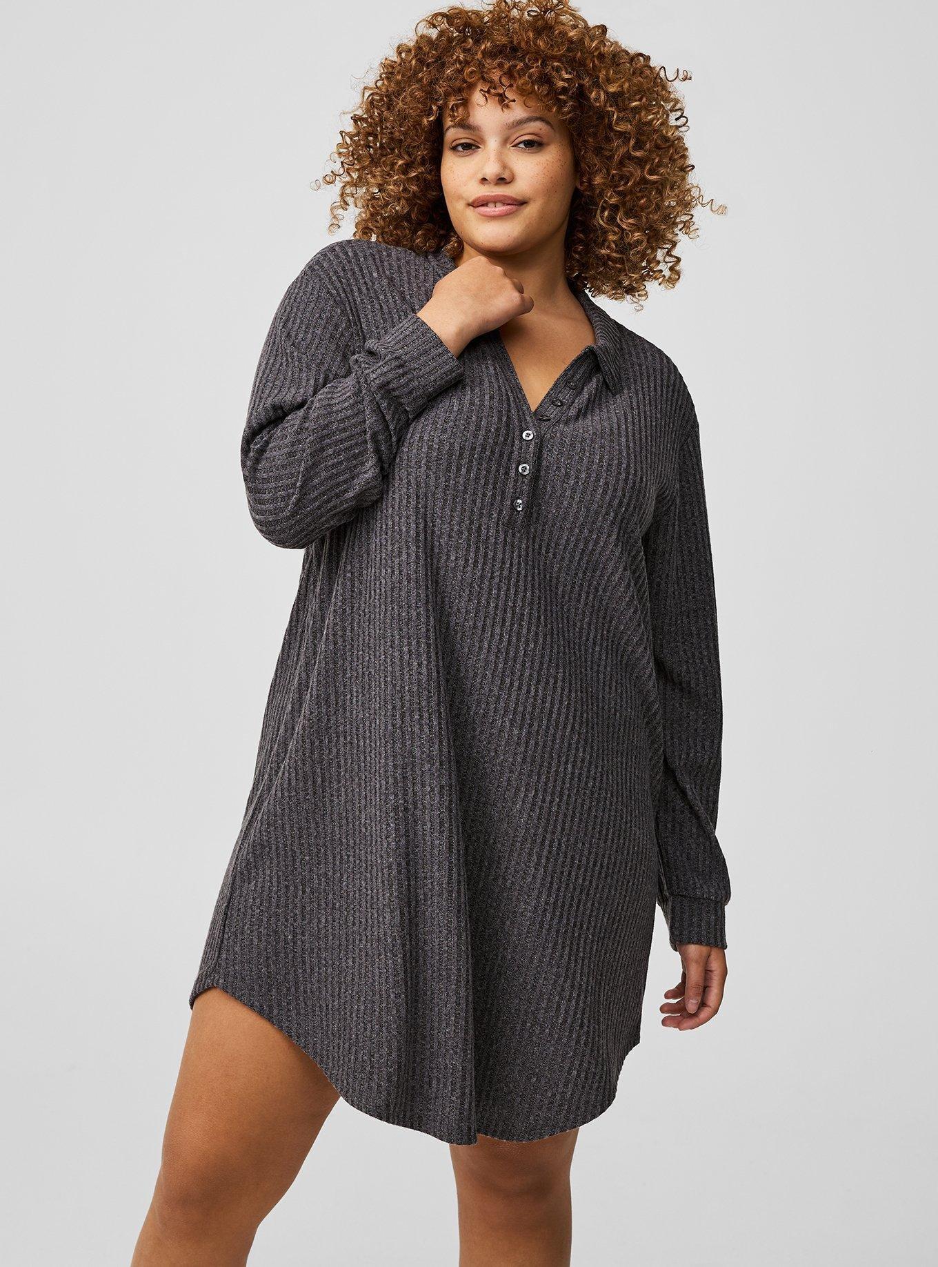 Super Soft Plush Henley Lounge Dress