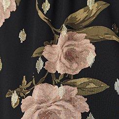 Smocked Waist Mini Dress, THROW ROSES FLORAL DEEP BLACK, swatch