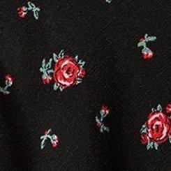 Plus Size Blouson Sleeve Top, PETAL ROSE FLORAL DEEP BLACK, swatch