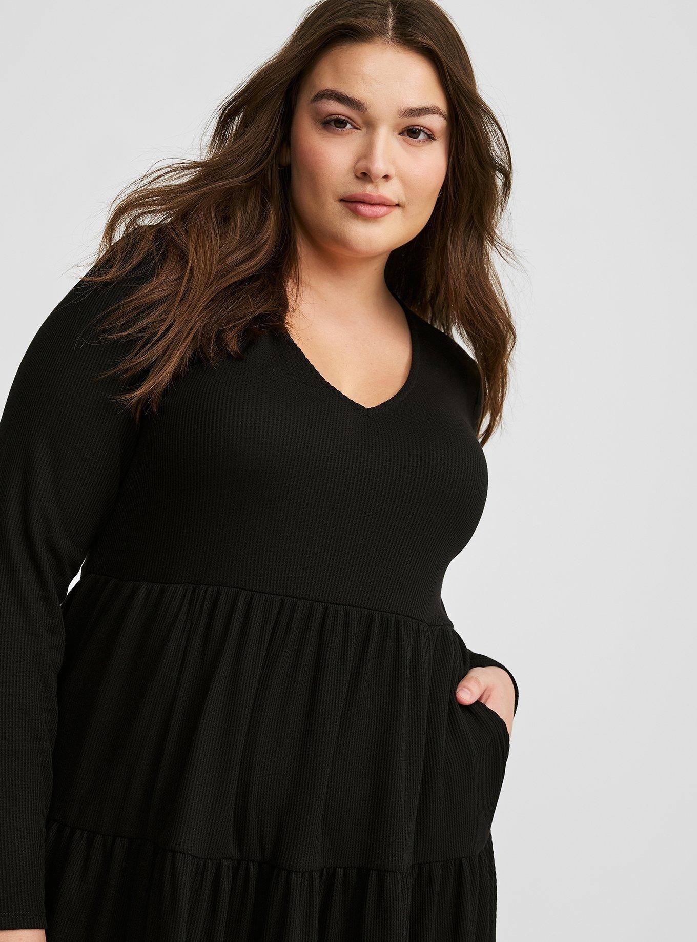 Tiered Waffle Knit Mini Dress