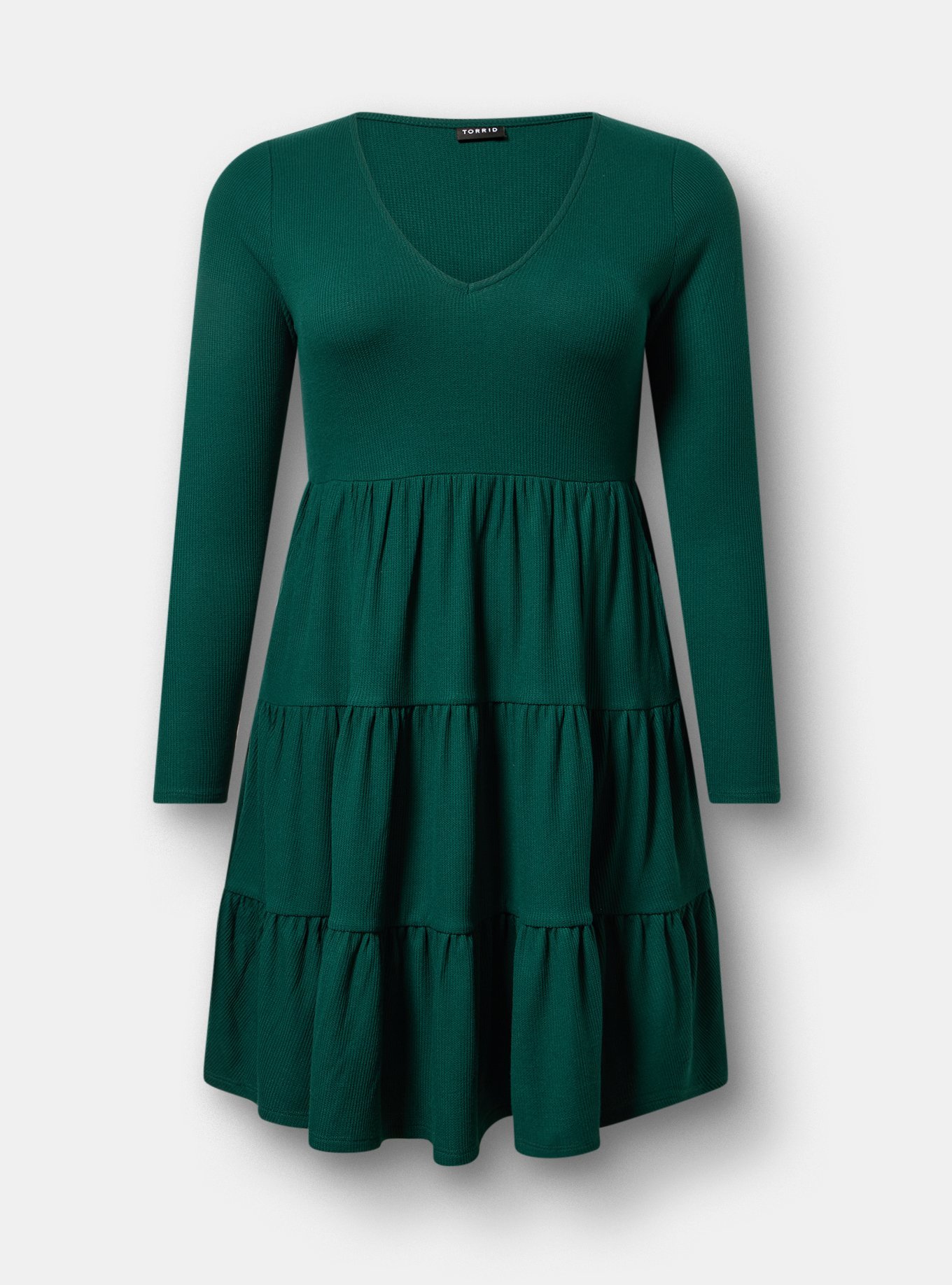 Plus Size Tiered Waffle Knit Mini Dress, BOTANICAL GARDEN, flat