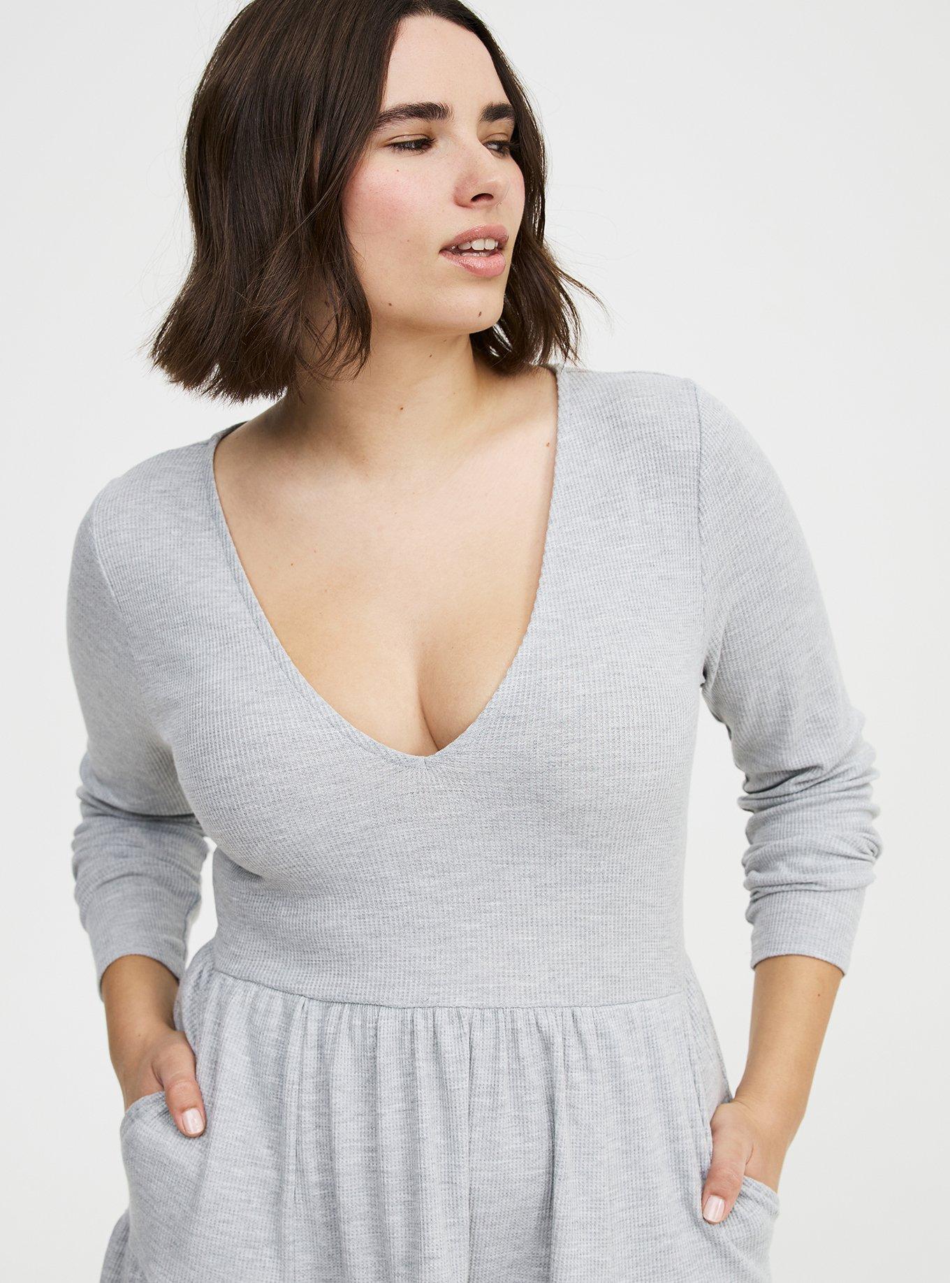 Tiered Waffle Knit Mini Dress, LIGHT HEATHER GREY, alternate