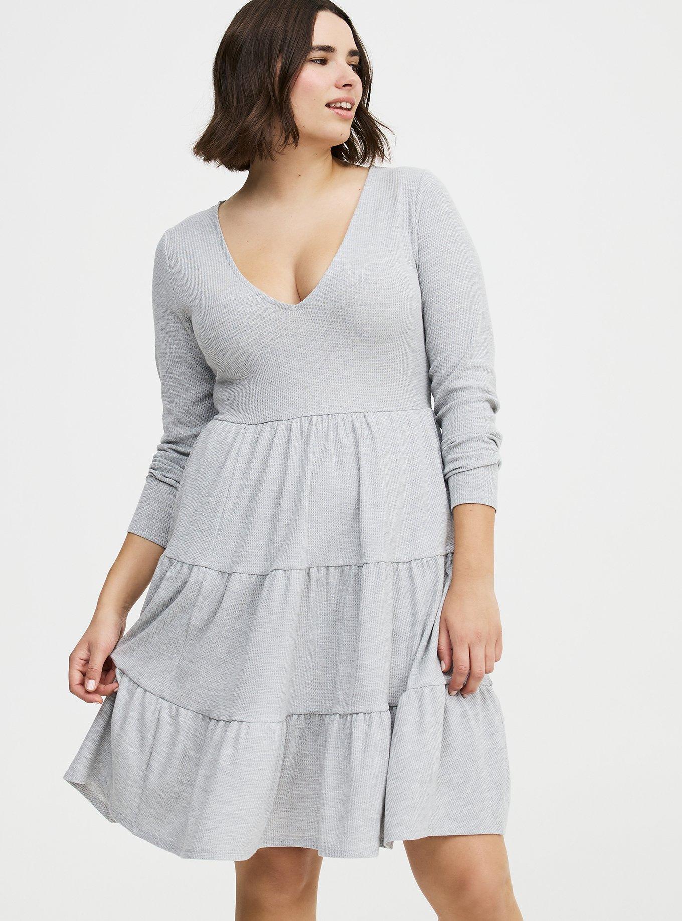 Plus Size - Tiered Waffle Knit Mini Dress - Torrid