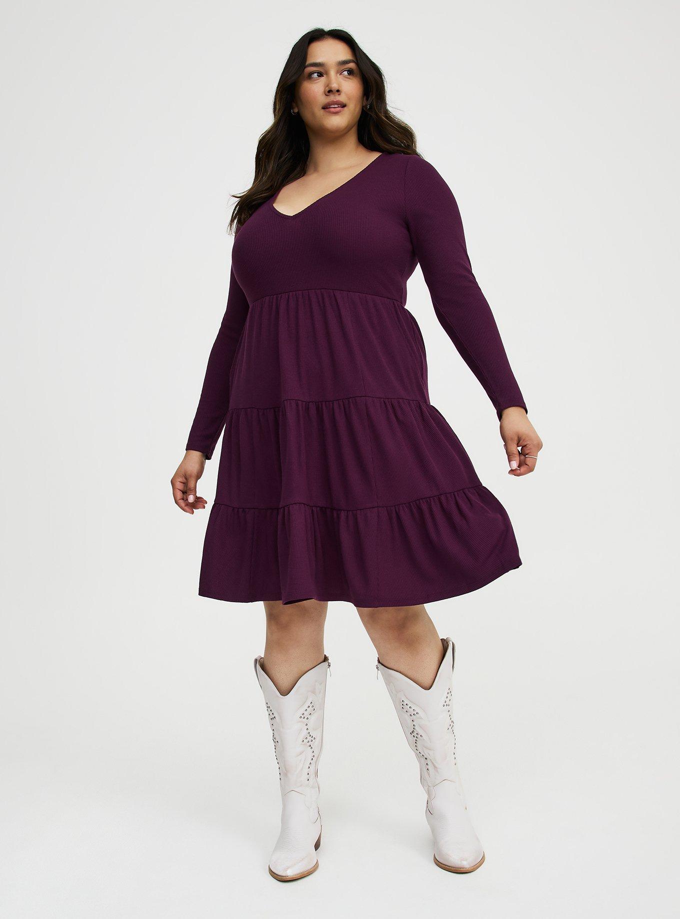 Tiered Waffle Knit Mini Dress