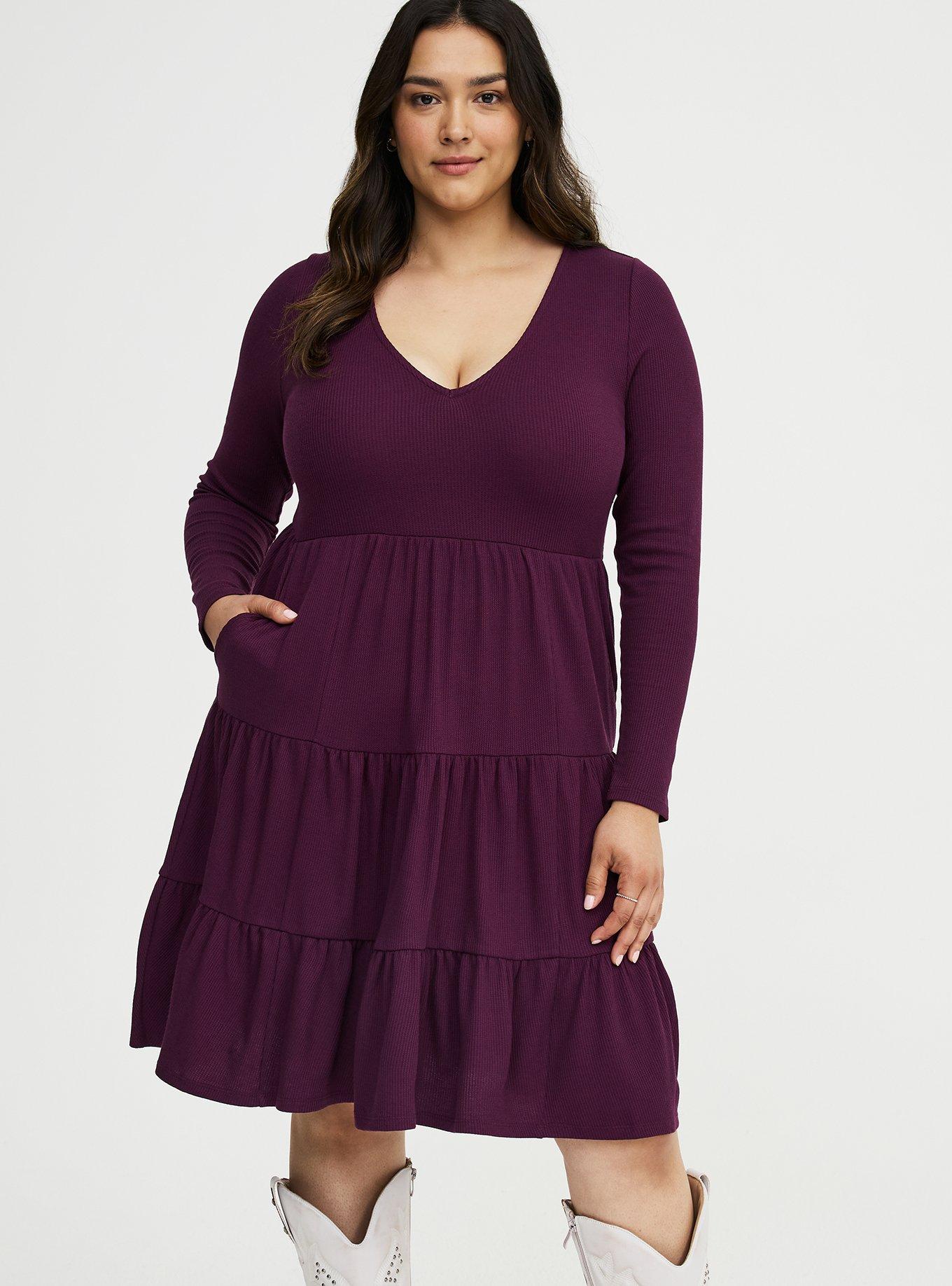 Tiered Waffle Knit Mini Dress