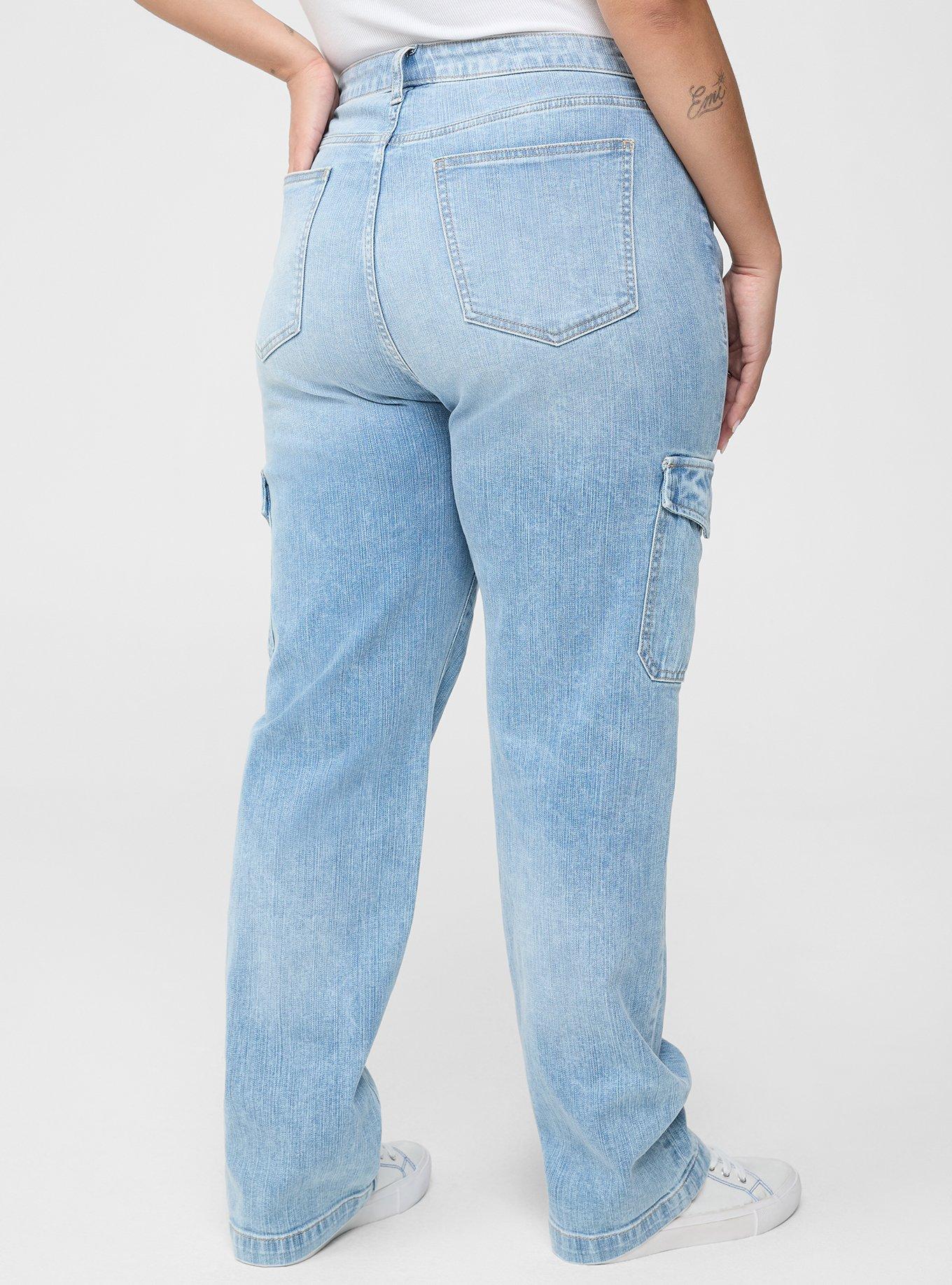 High-Rise Straight Rigid+Stretch Denim Cargo Jean