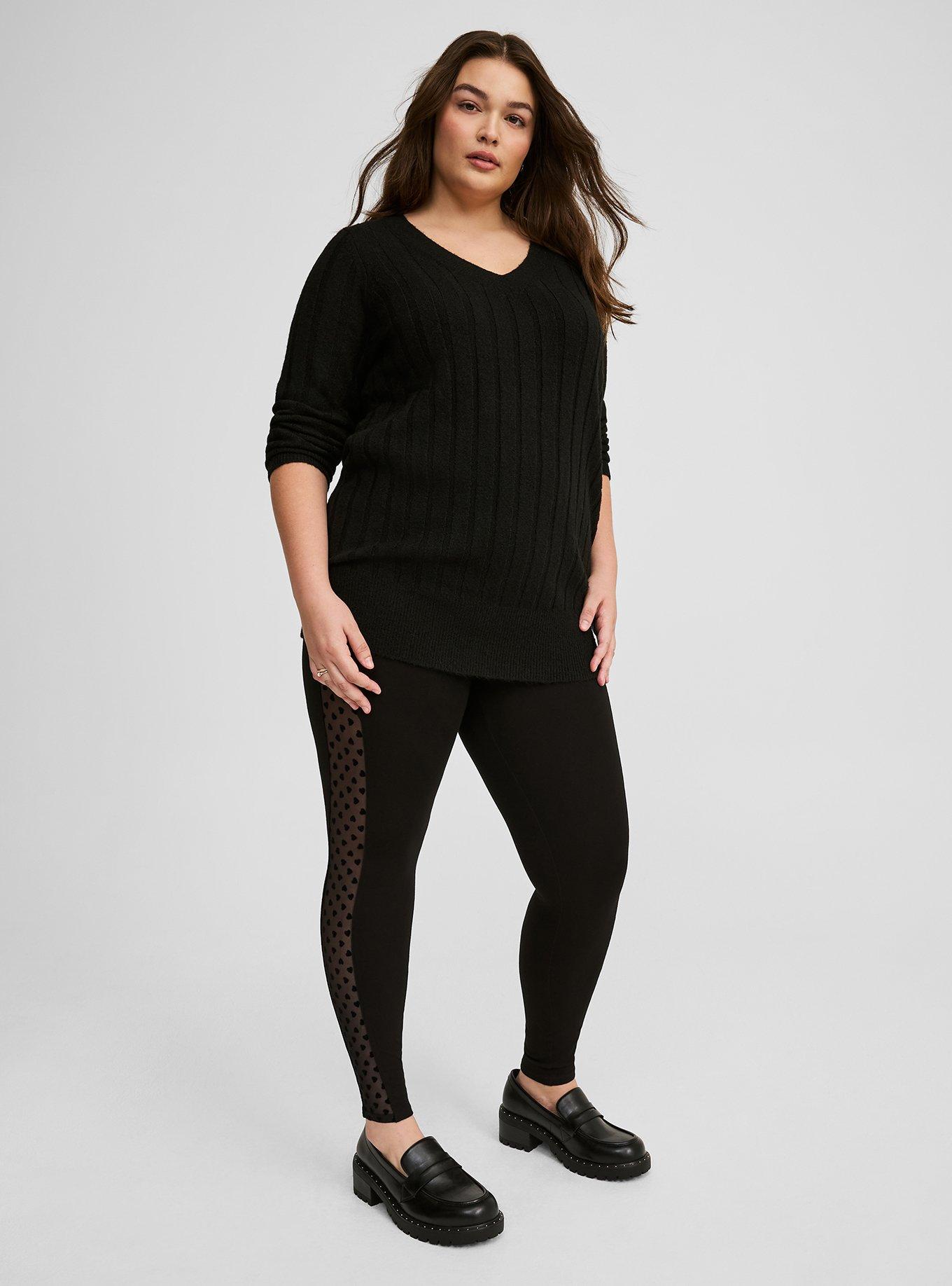 Plus Size Full Length Signature Waist Side Heart Mesh Inset Legging Torrid