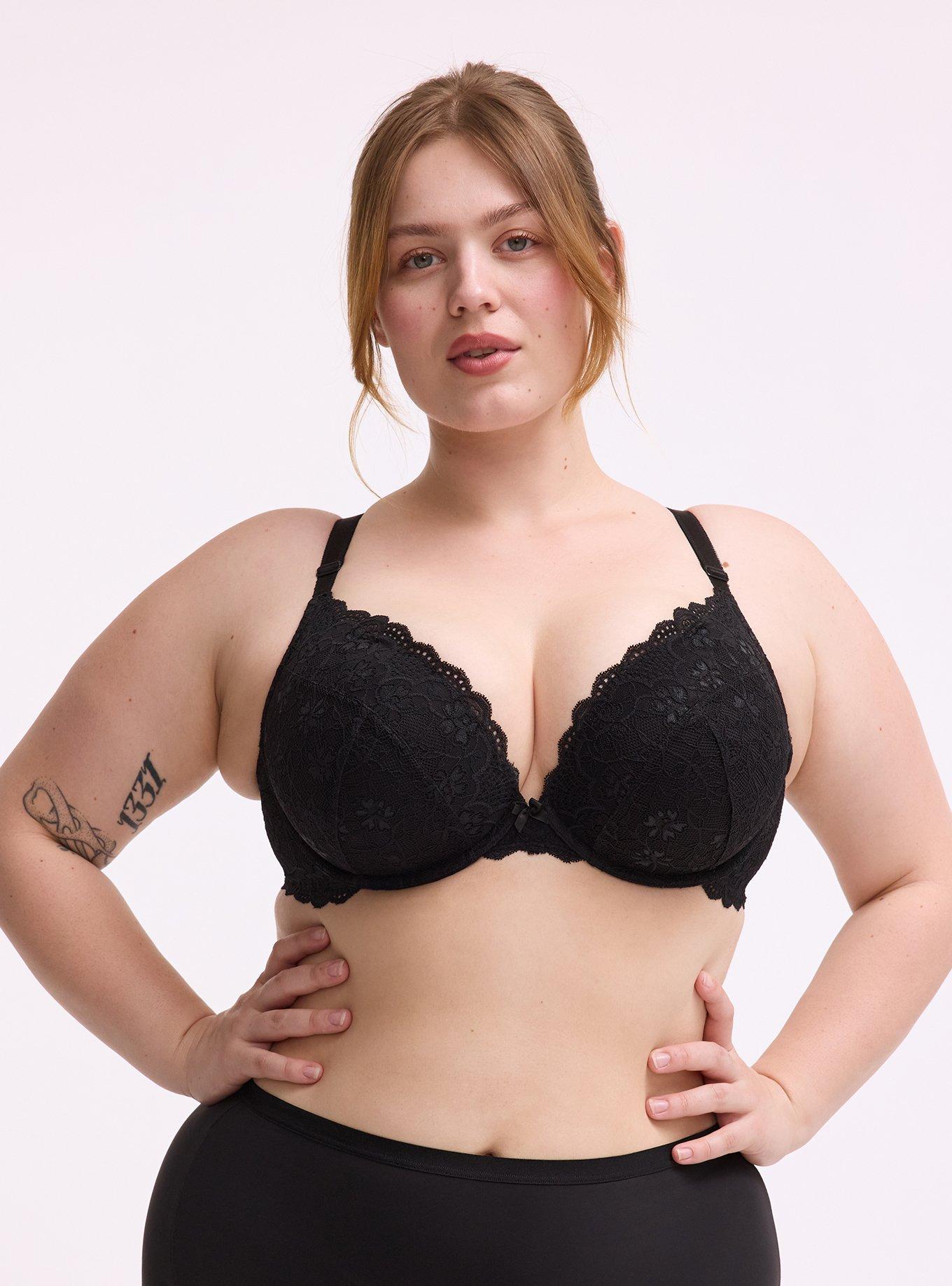 XO Plunge Push-Up Bra, RICH BLACK, hi-res