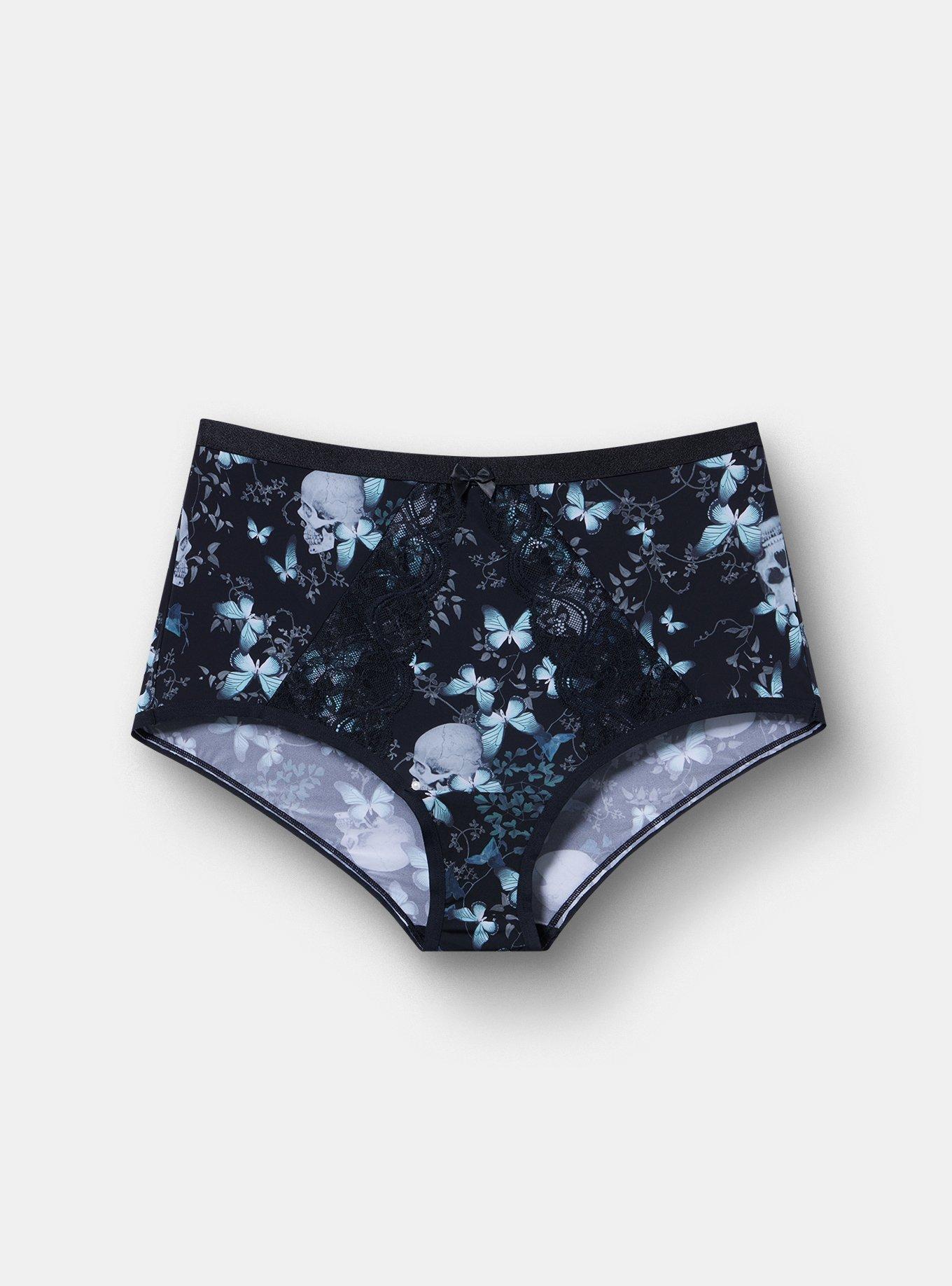 Second Skin & Lace High-Rise Brief Panty, MONARCH SKULLS BLACK, hi-res