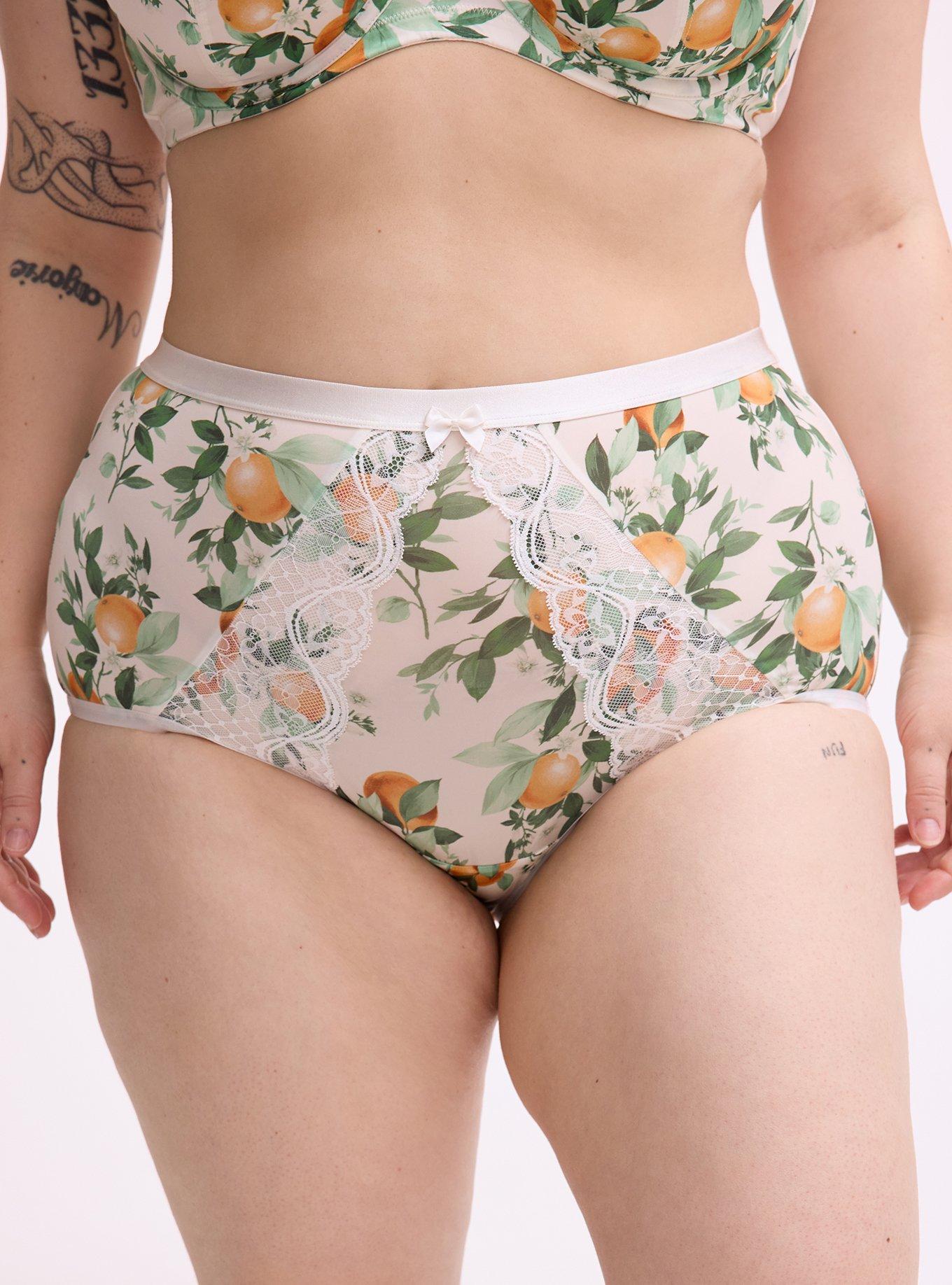 Second Skin & Lace High-Rise Brief Panty, PICKED ORANGES SMALL WHITE, alternate