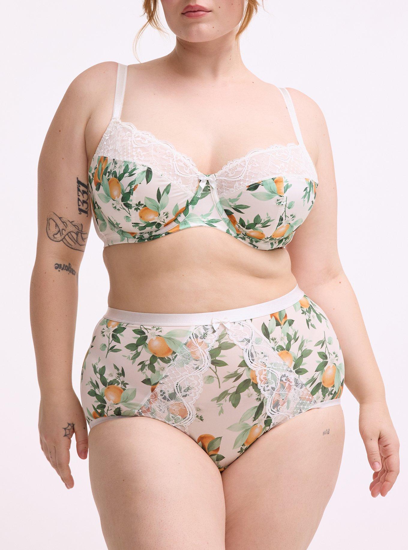 Second Skin & Lace High-Rise Brief Panty, PICKED ORANGES SMALL WHITE, alternate