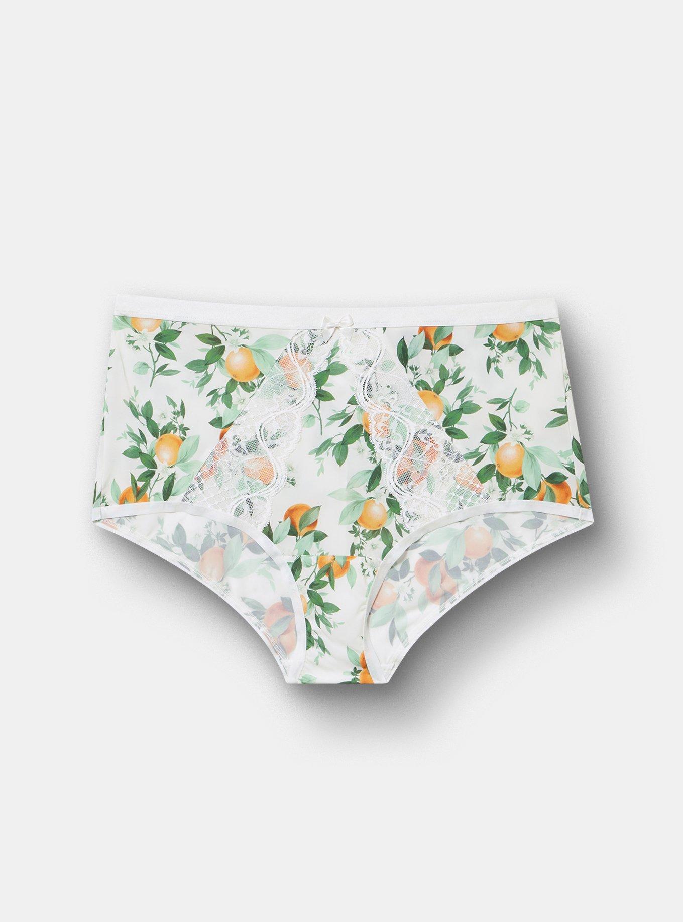 Second Skin & Lace High-Rise Brief Panty, PICKED ORANGES SMALL WHITE, hi-res