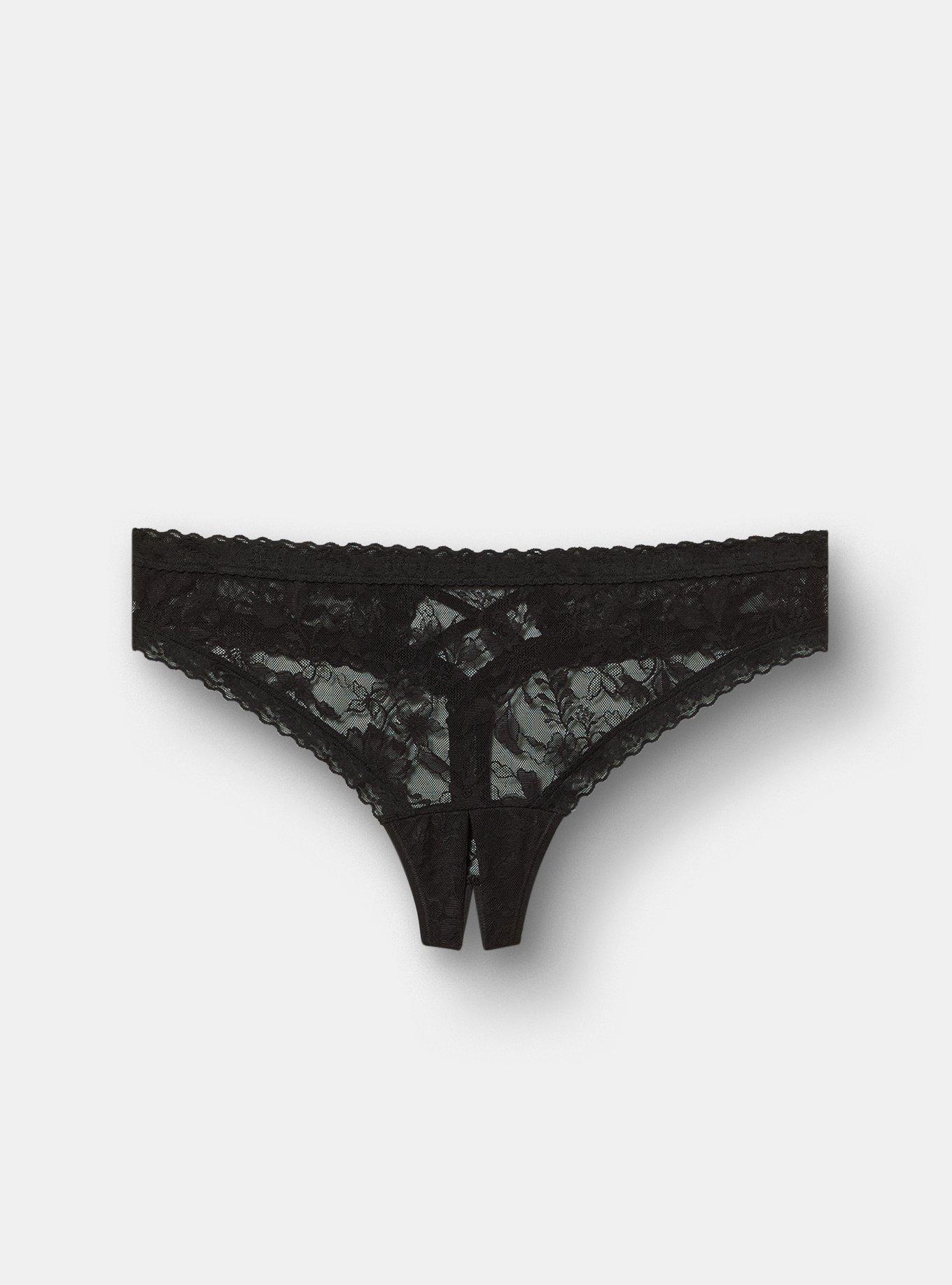 Lace Thong Panty With Open Gusset