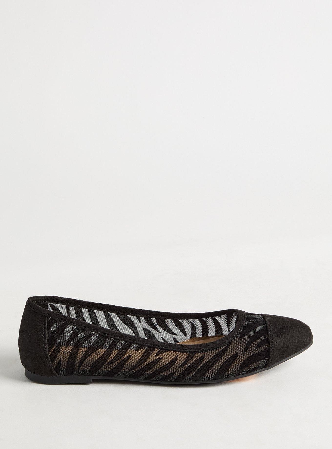 Zebra Mesh Pointed Toe Flat (WW)