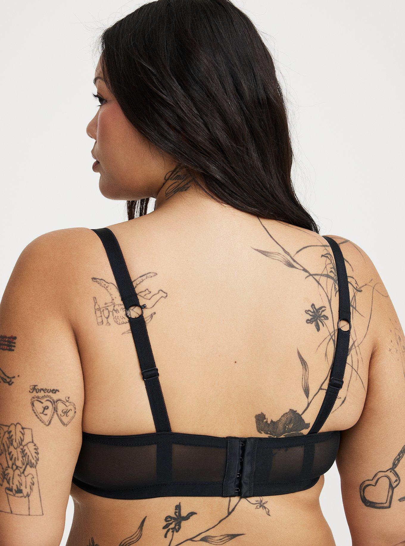 Balconette Unlined Mesh Bra, RICH BLACK, alternate