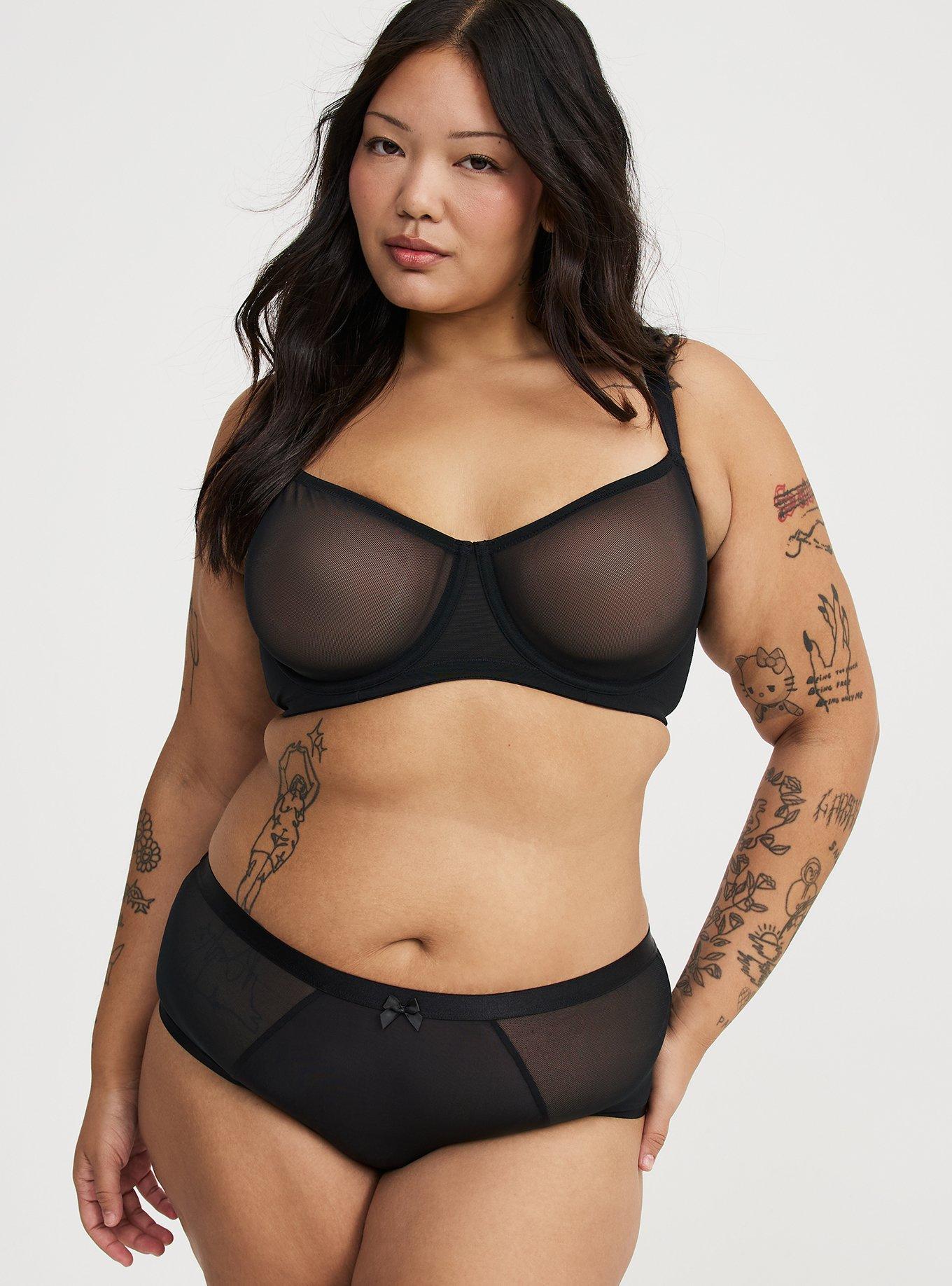 Balconette Unlined Mesh Bra, RICH BLACK, alternate