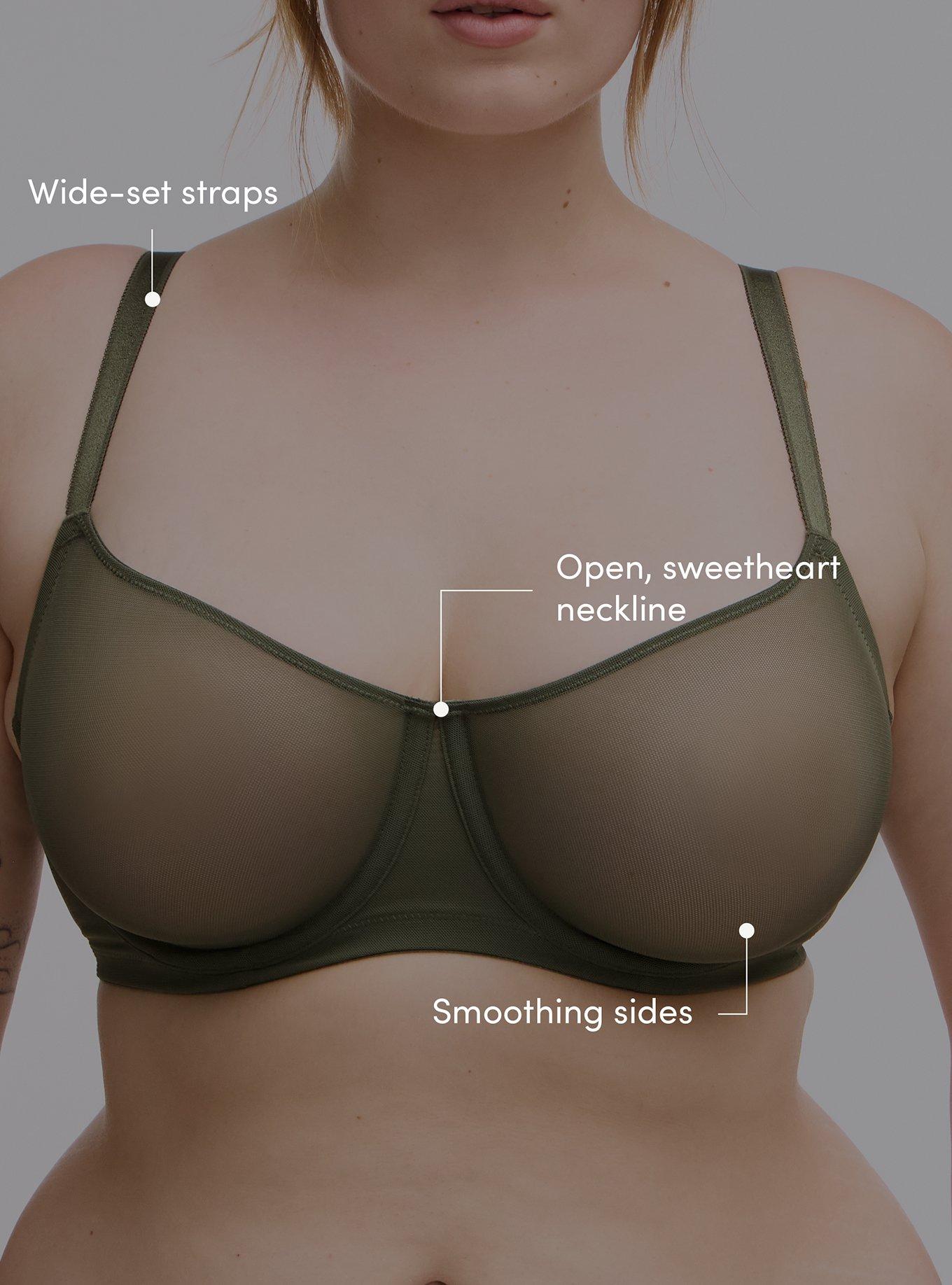 Plus Size Balconette Unlined Mesh Bra, DEEP DEPTHS, alternate