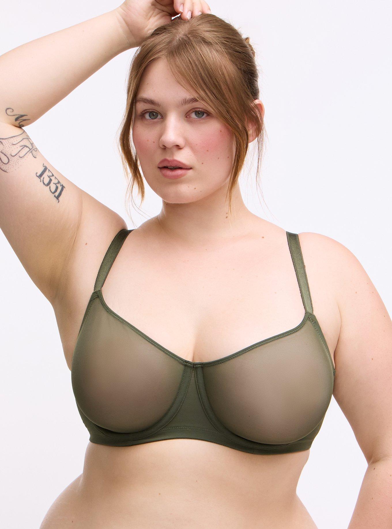Plus Size Balconette Unlined Mesh Bra, DEEP DEPTHS, hi-res