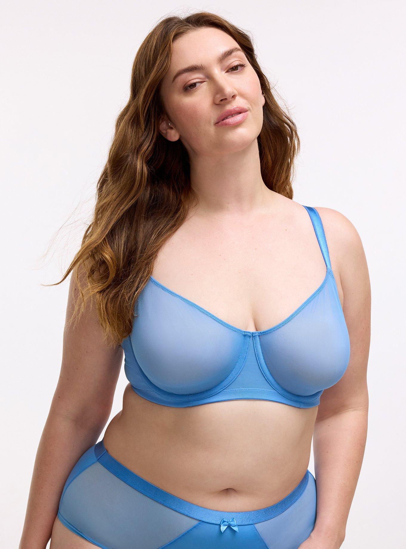Unlined Balconette Mesh Straight Back Bra, REGATTA, hi-res