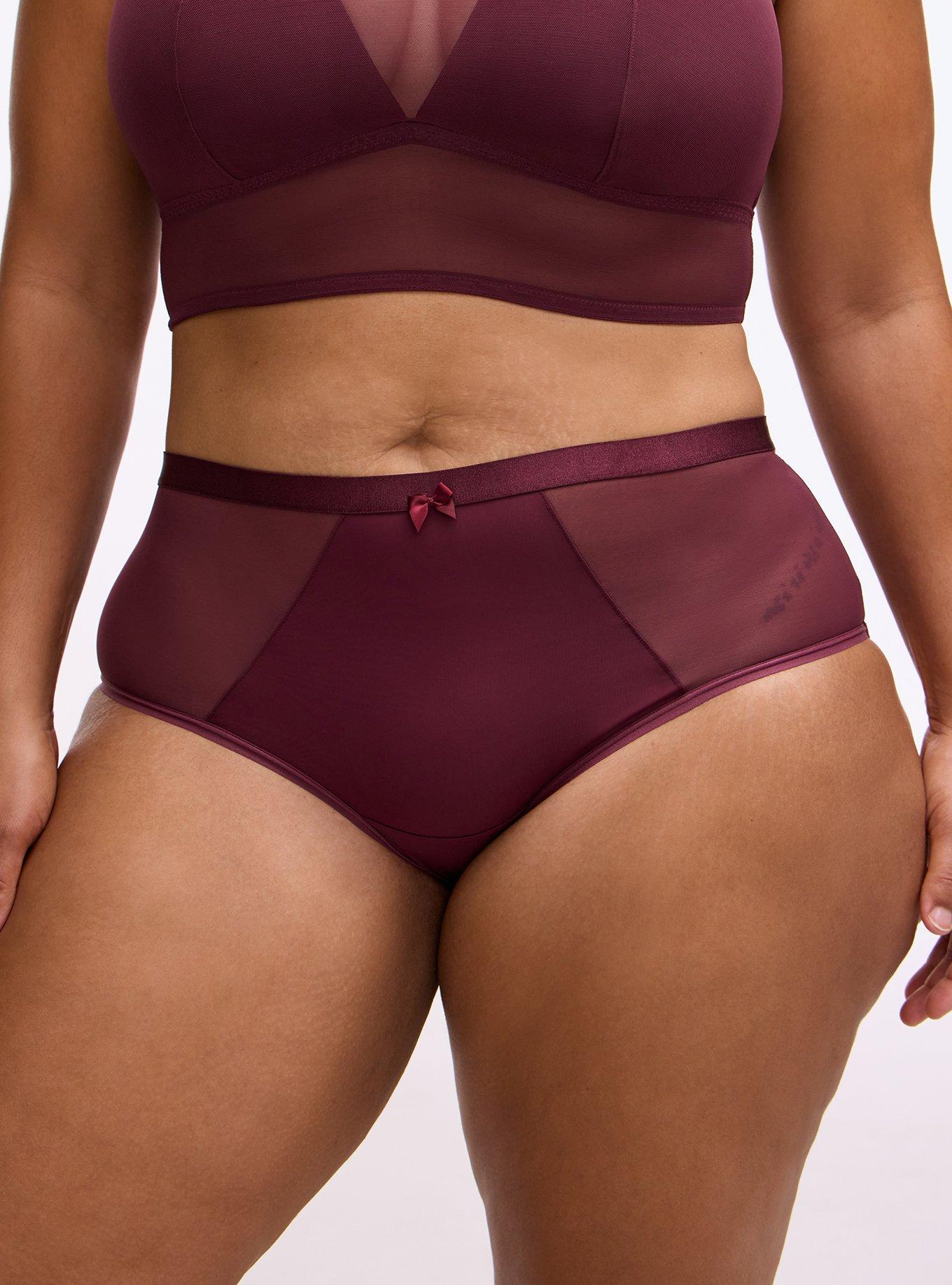 Plus Size Micro & Mesh Mid-Rise Cheeky Panty, FIG, alternate